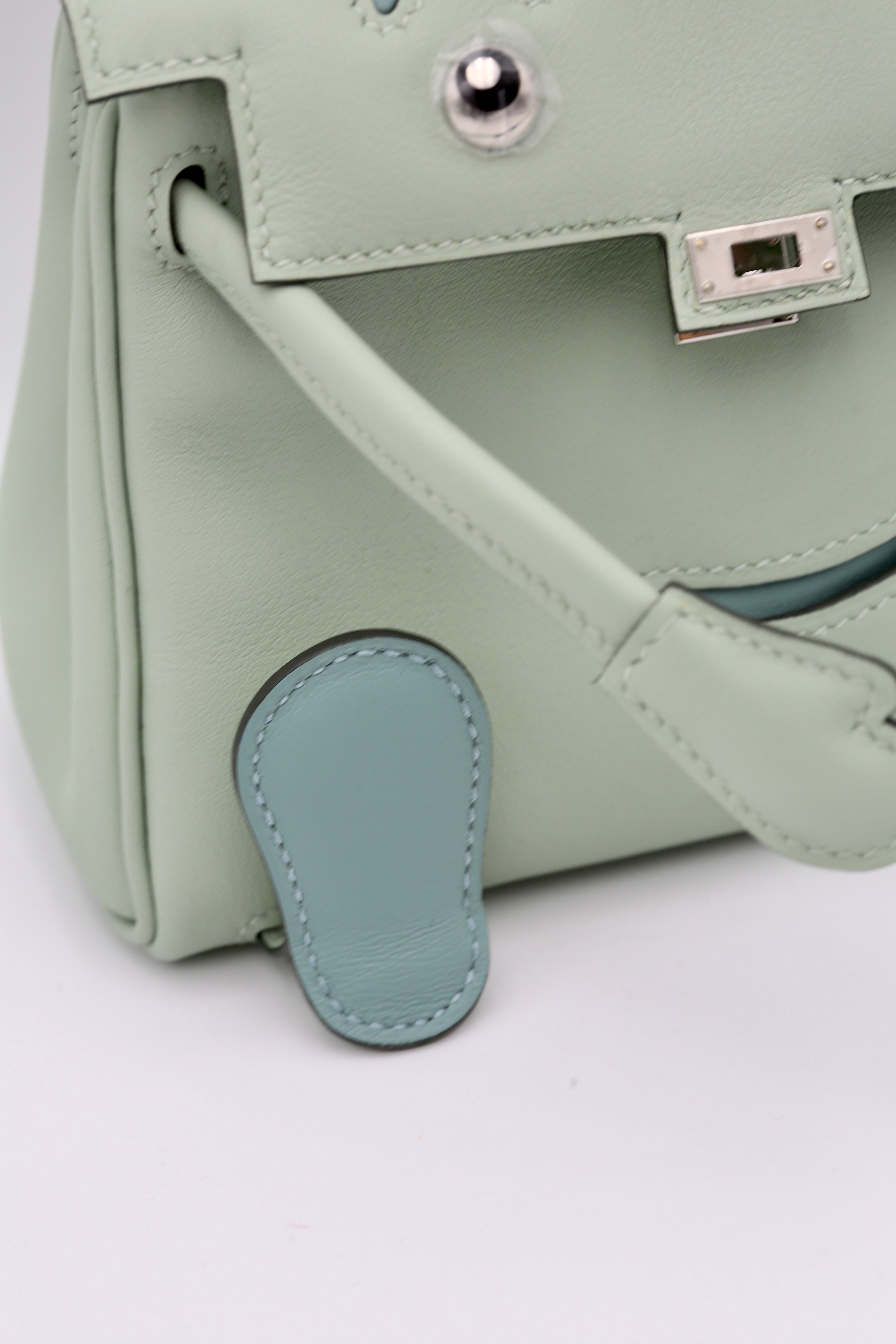 HERMÈS KELLY DOLL 6U VERT D'EAU SWIFT SILVER HARDWARE G STAMP