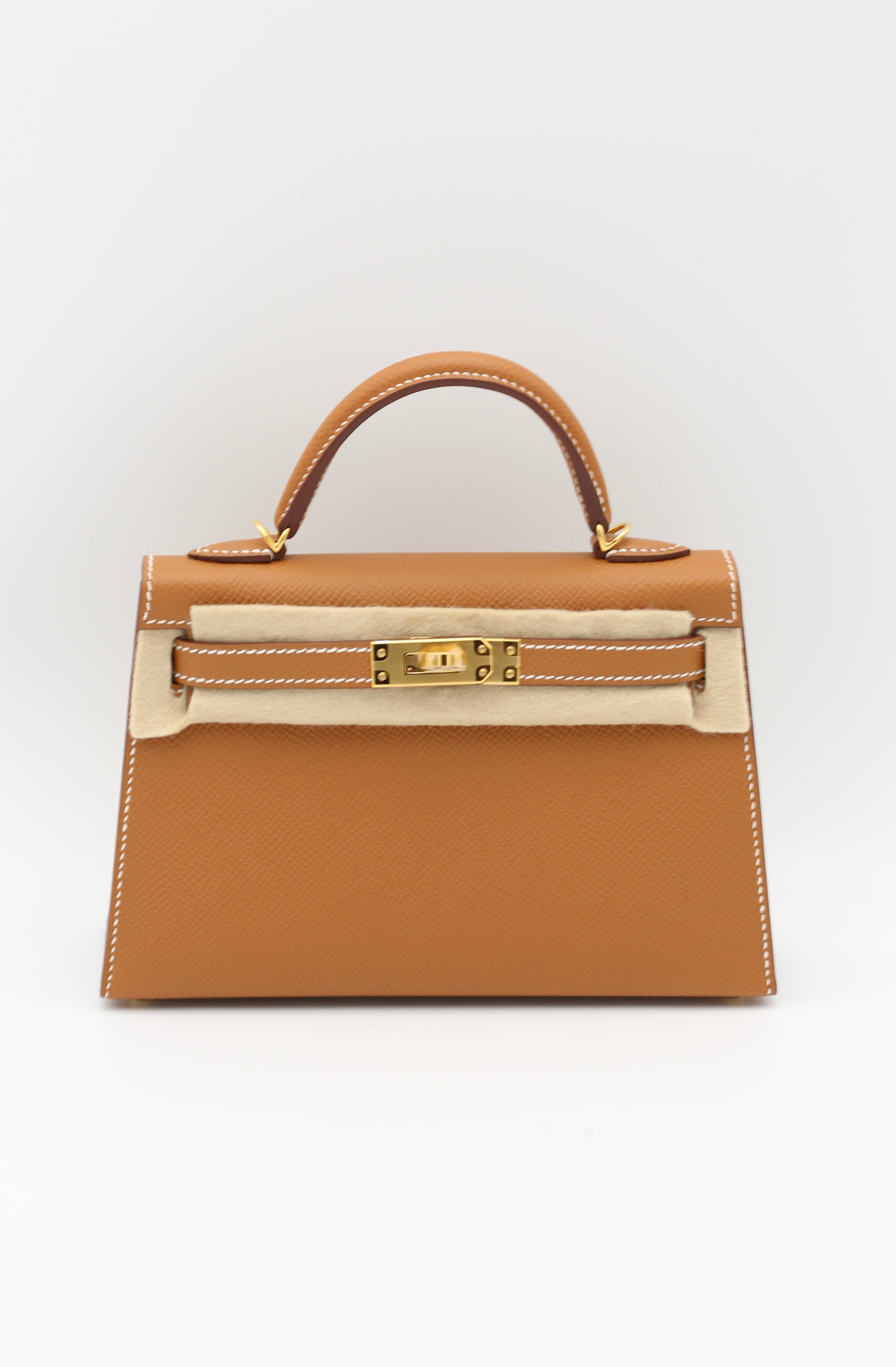 HERMÈS MINI KELLY II GOLD EPSOM SELLIER GOLD HARDWARE G STAMP