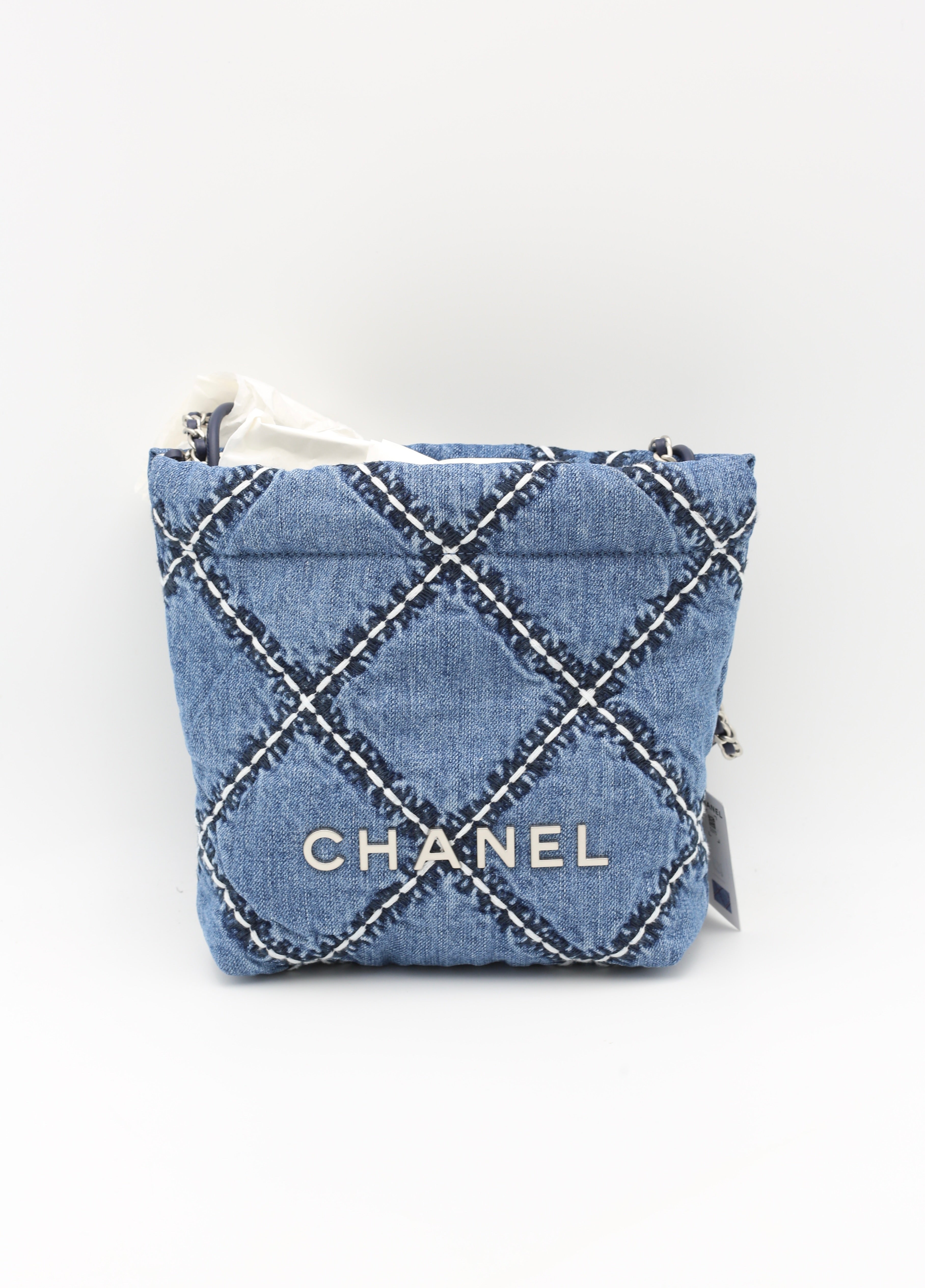 CHANEL 22 MINI HANDBAG BLUE & WHITE 24P