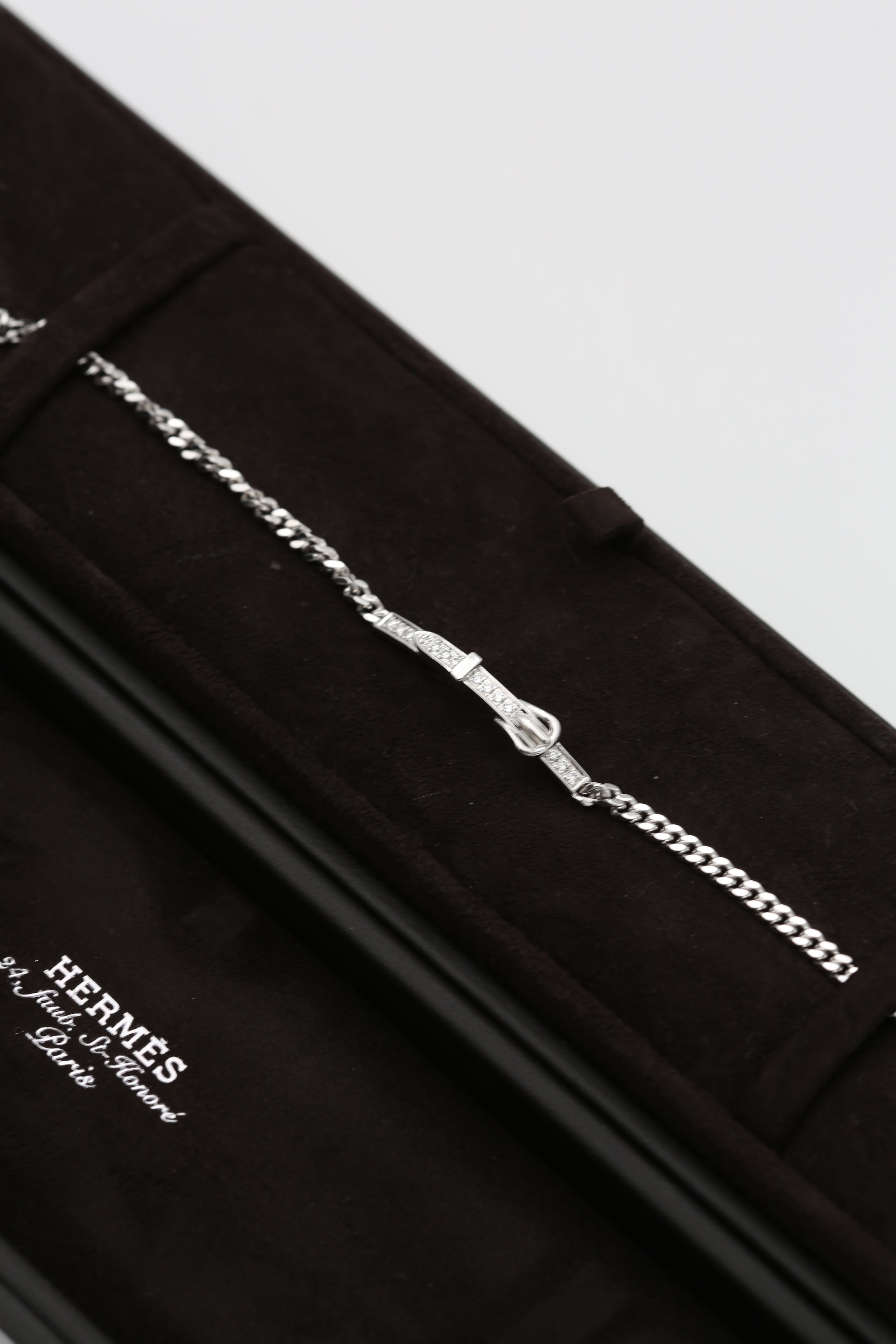 HERMÈS ETRIVIERE BRACELET WHITE GOLD WITH DIAMONDS SIZE 16