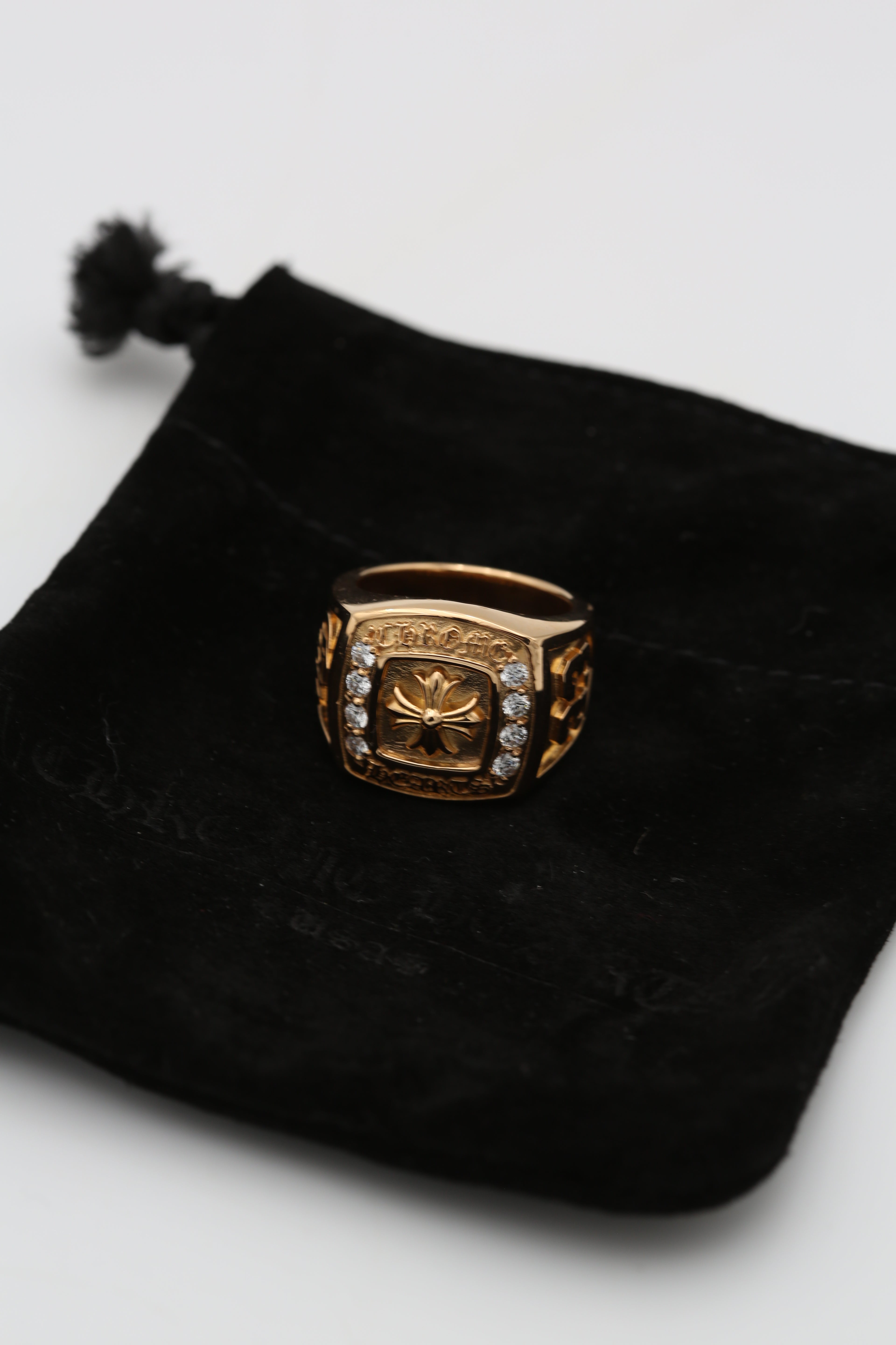 CHROME HEARTS GOLD RING WITH DIAMONDS SIZE 10