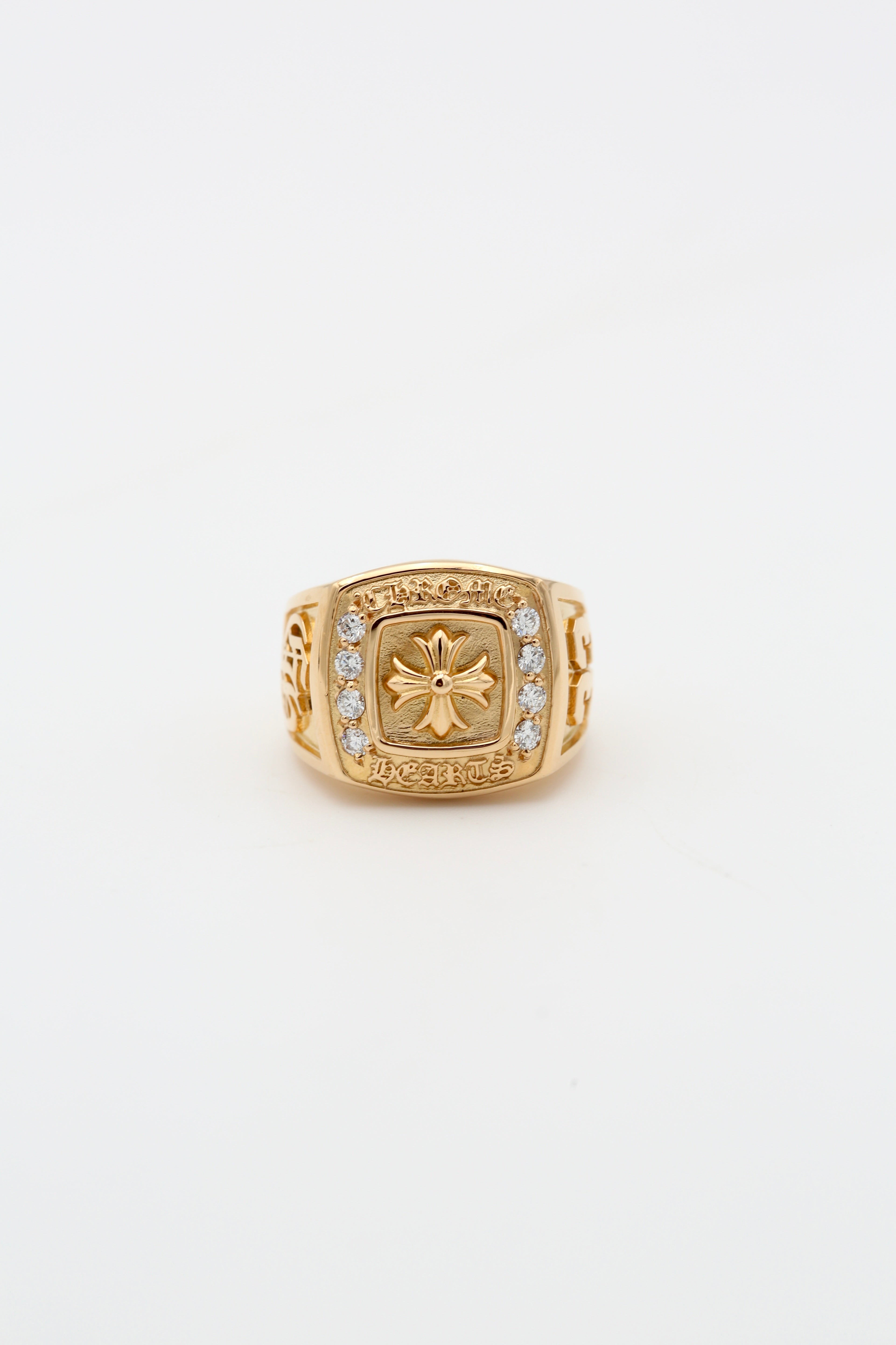 CHROME HEARTS GOLD RING WITH DIAMONDS SIZE 10