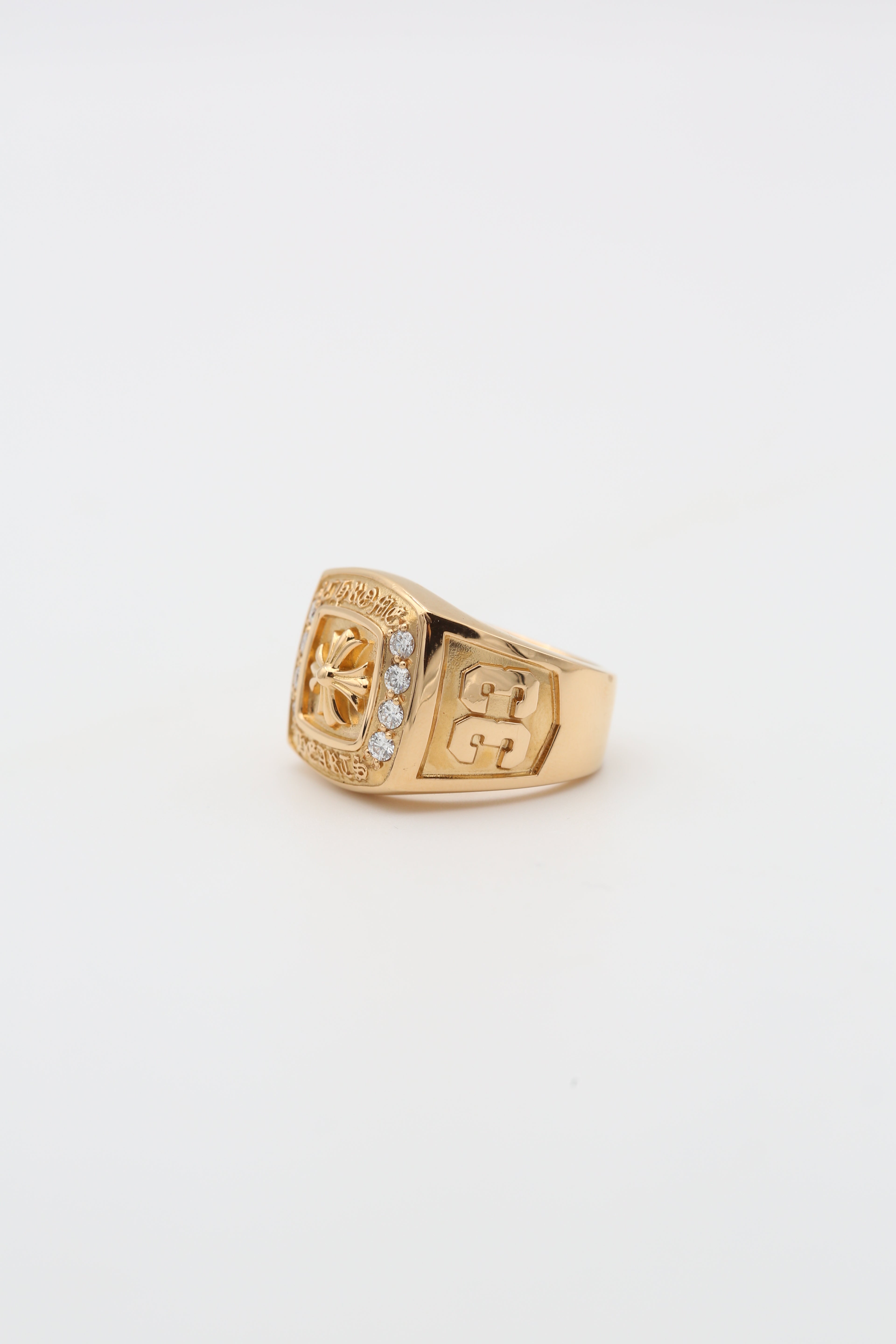 CHROME HEARTS GOLD RING WITH DIAMONDS SIZE 10