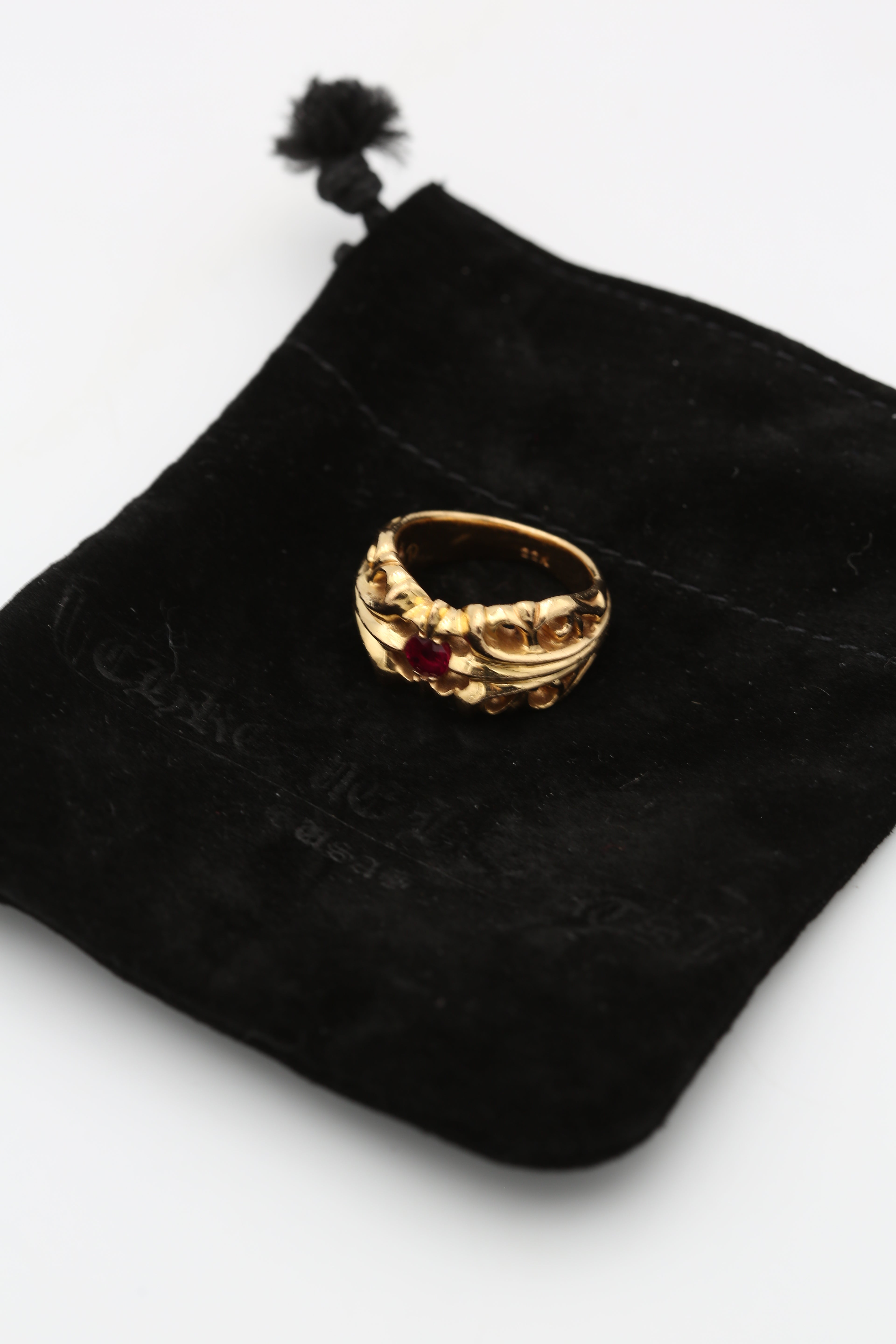 CHROME HEARTS GOLD RING RUBY SIZE 10