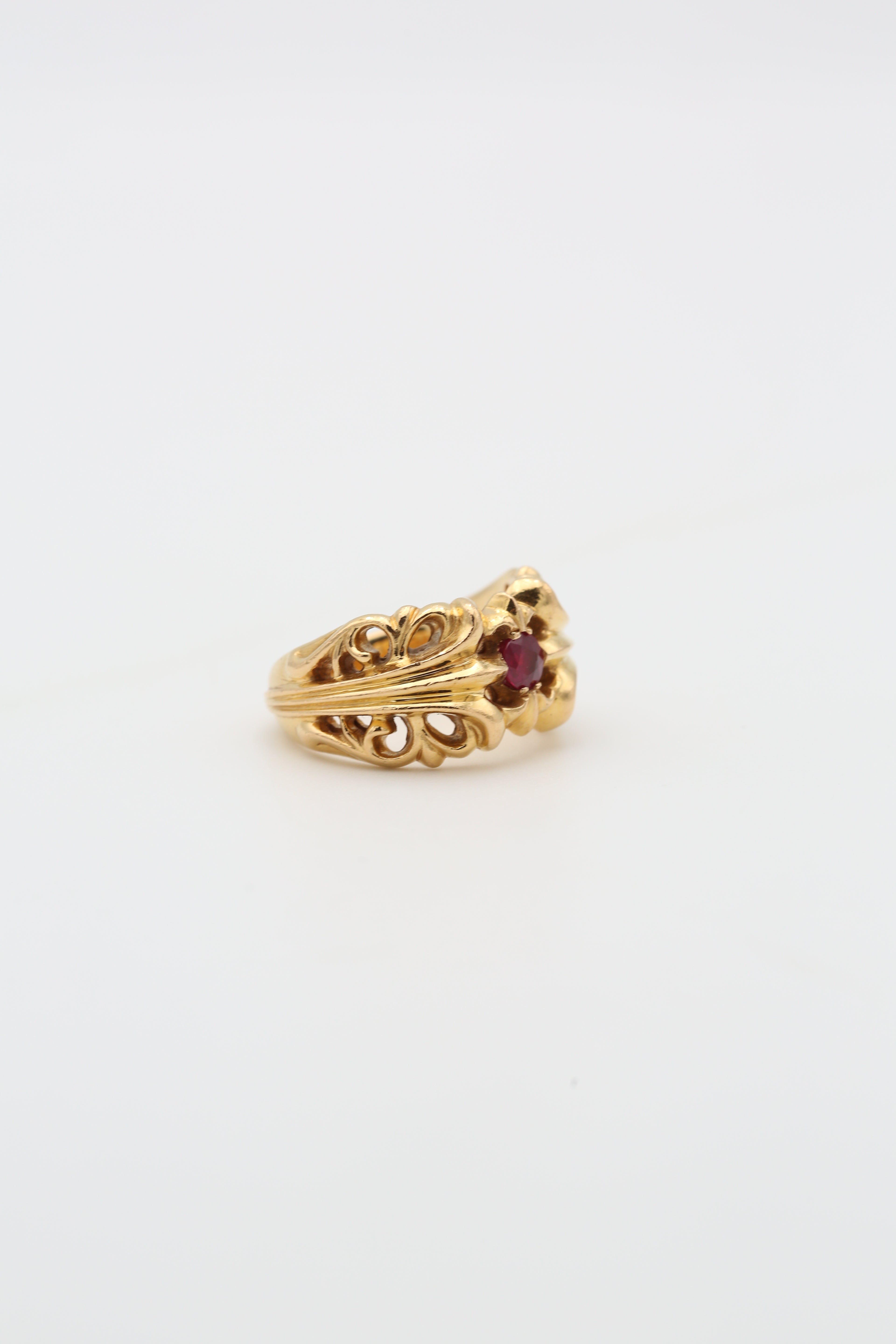 CHROME HEARTS GOLD RING RUBY SIZE 10
