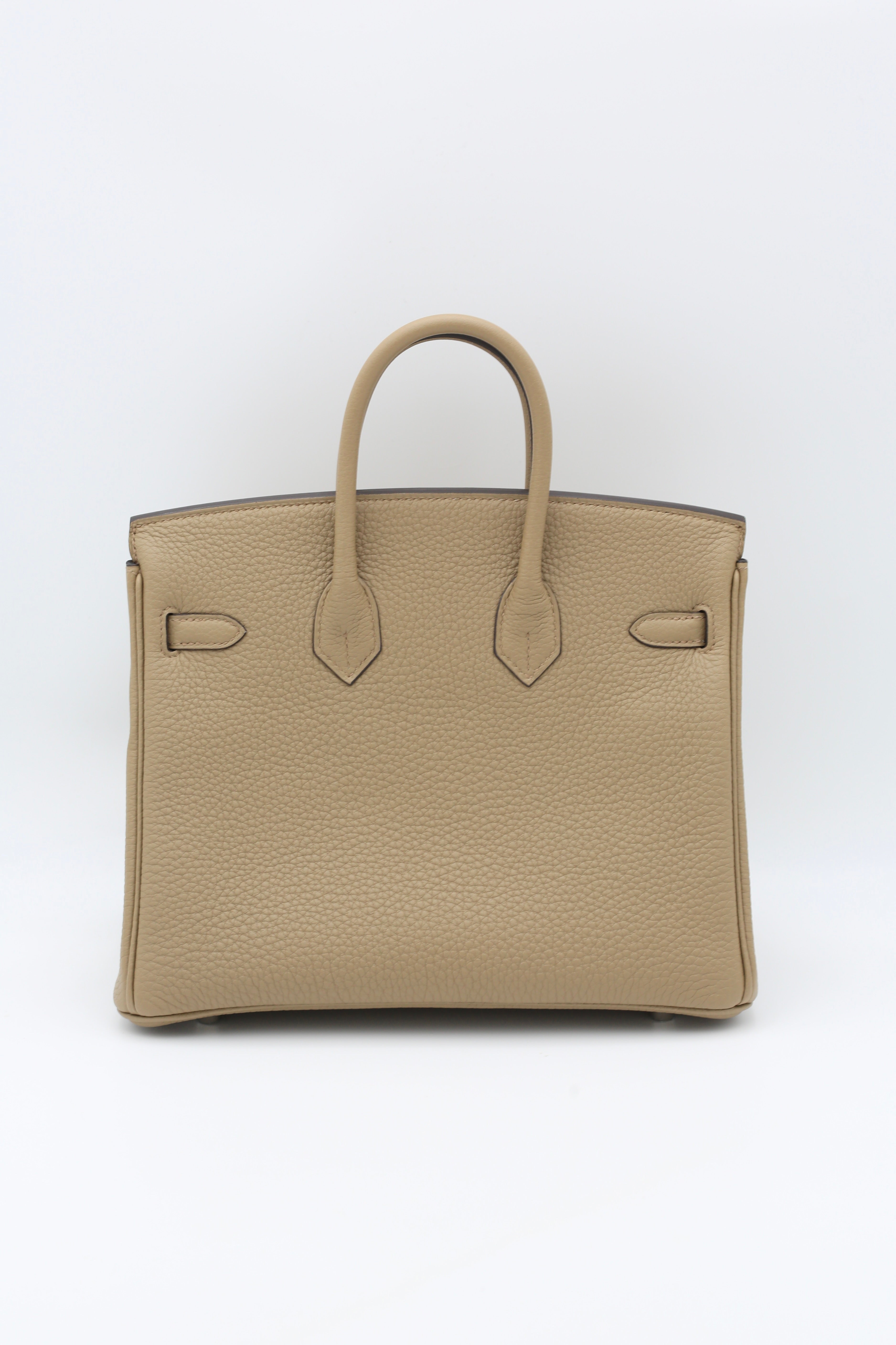HERMÈS BIRKIN25 8Q BEIGE MARFA TOGO SILVER HARDWARE W STAMP