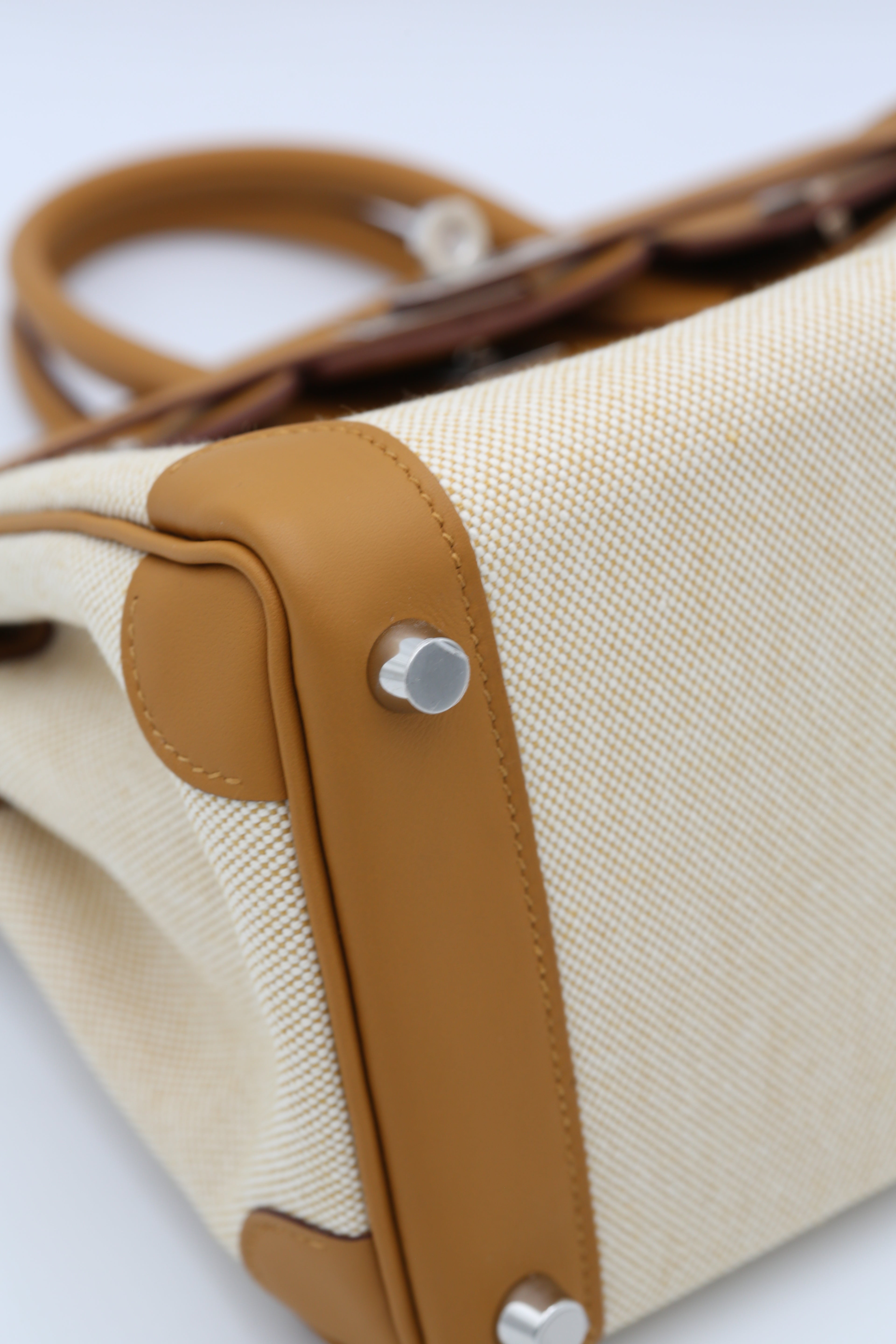 HERMÈS BIRKIN25 SESAME CANVAS SILVER HARDWARE G STAMP