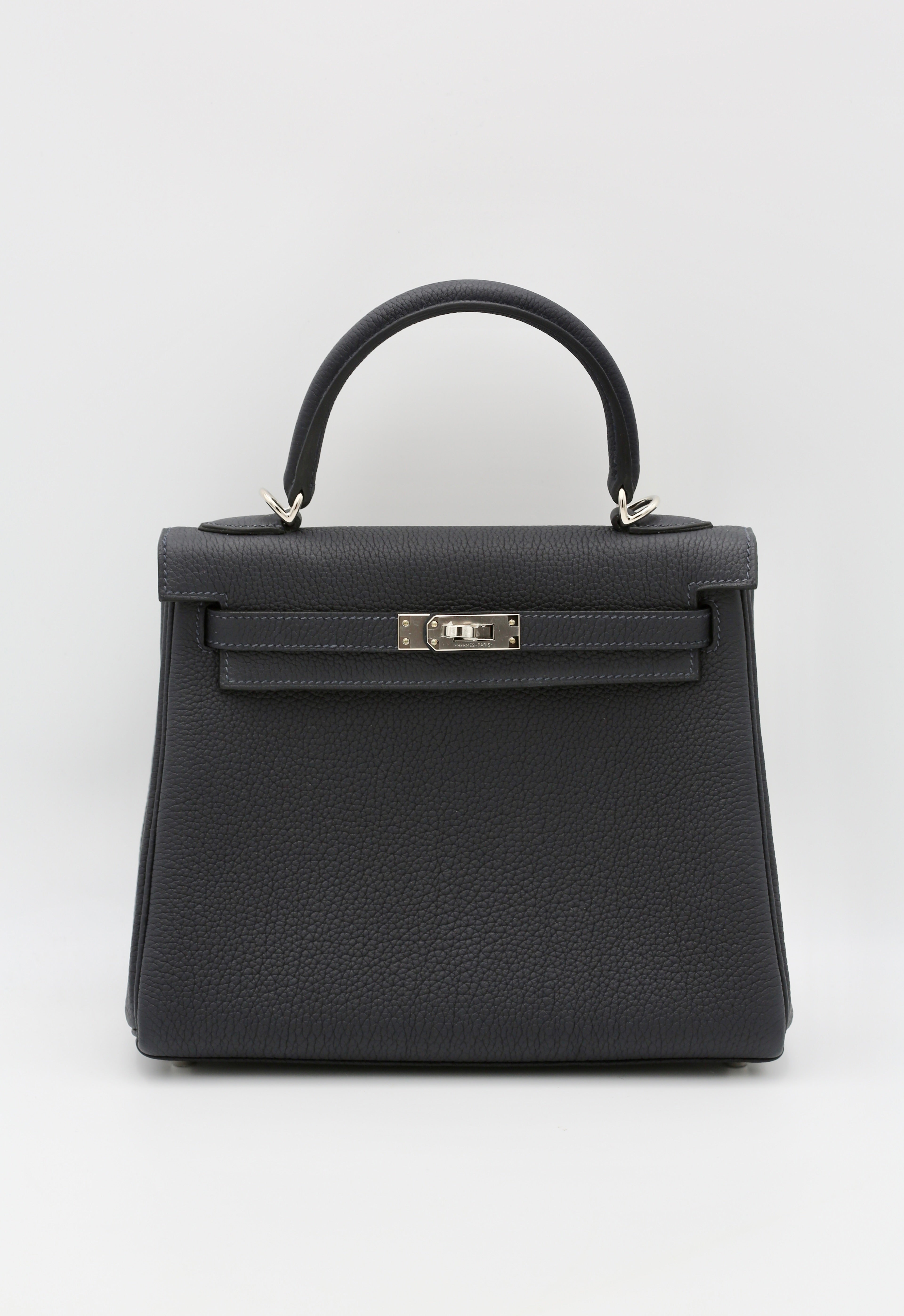 HERMÈS KELLY25 CABAN/BLEU TOGO SILVER HARDWARE W STAMP