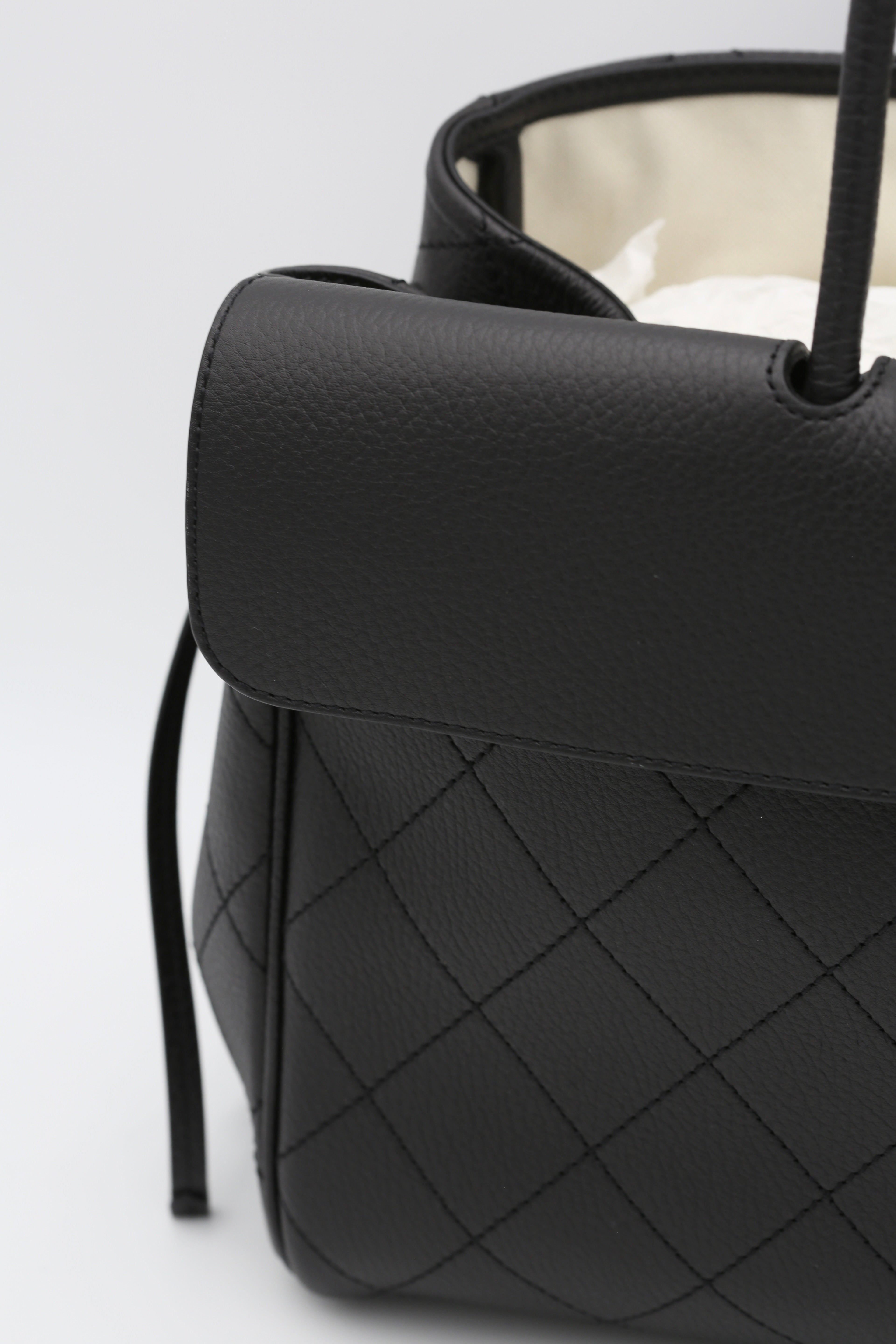 CHANEL BLACK GRAINED CALFSKIN LARGE SHOPPING BAG