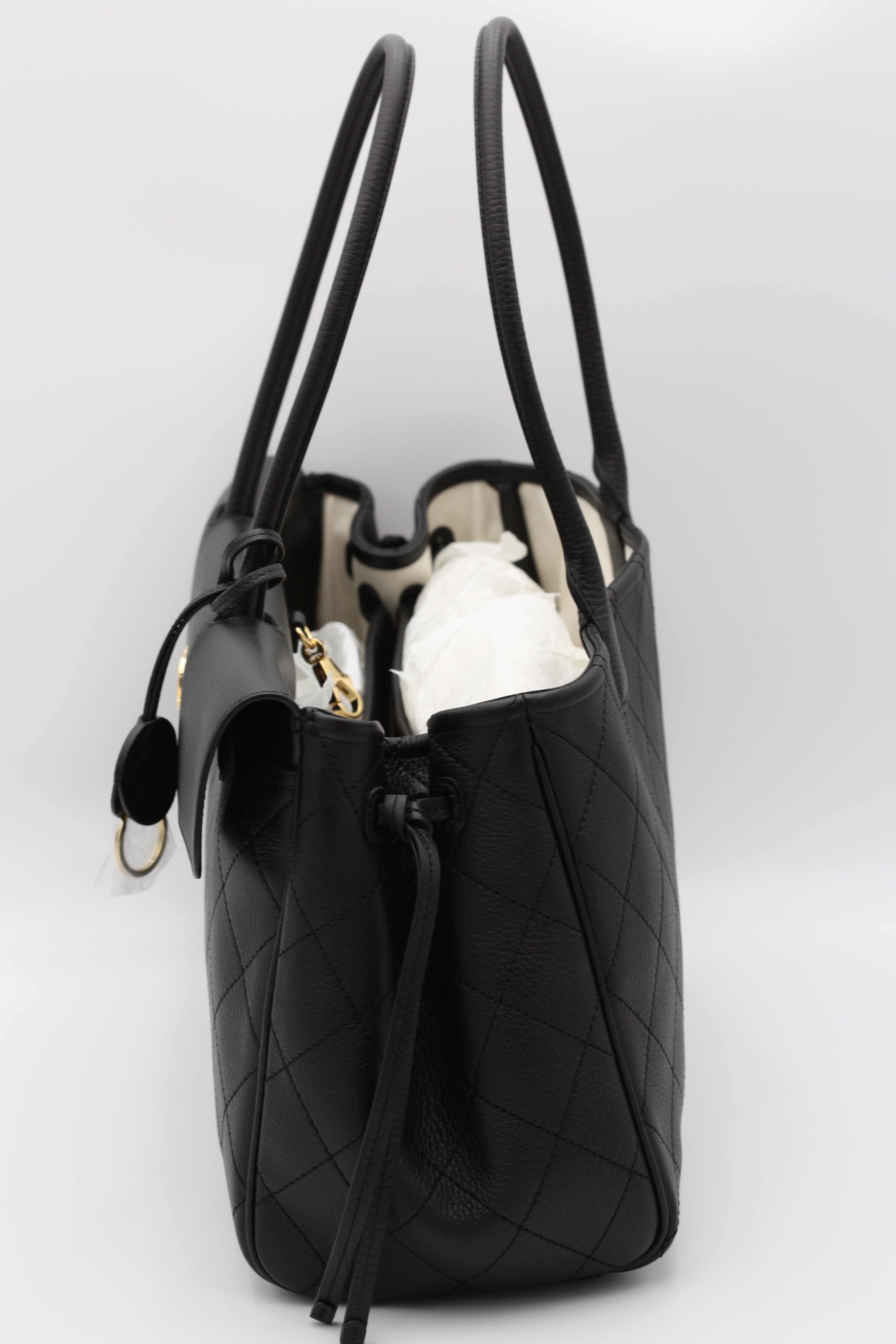 CHANEL BLACK GRAINED CALFSKIN LARGE SHOPPING BAG
