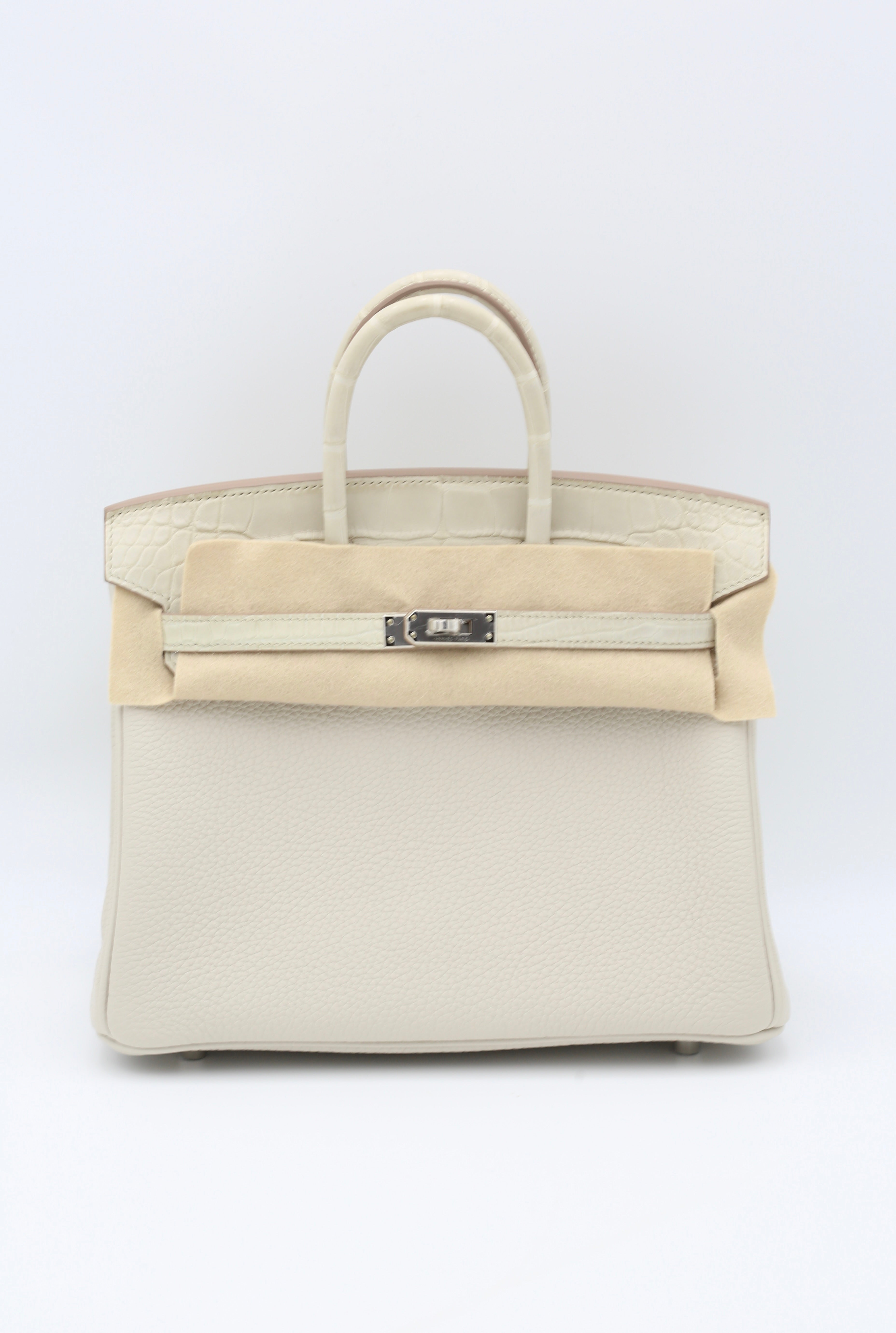 HERMÈS BIRKIN25 BETON TOUCH TOGO MATTE MISSI ALLIGATOR SILVER HARDWARE B STAMP