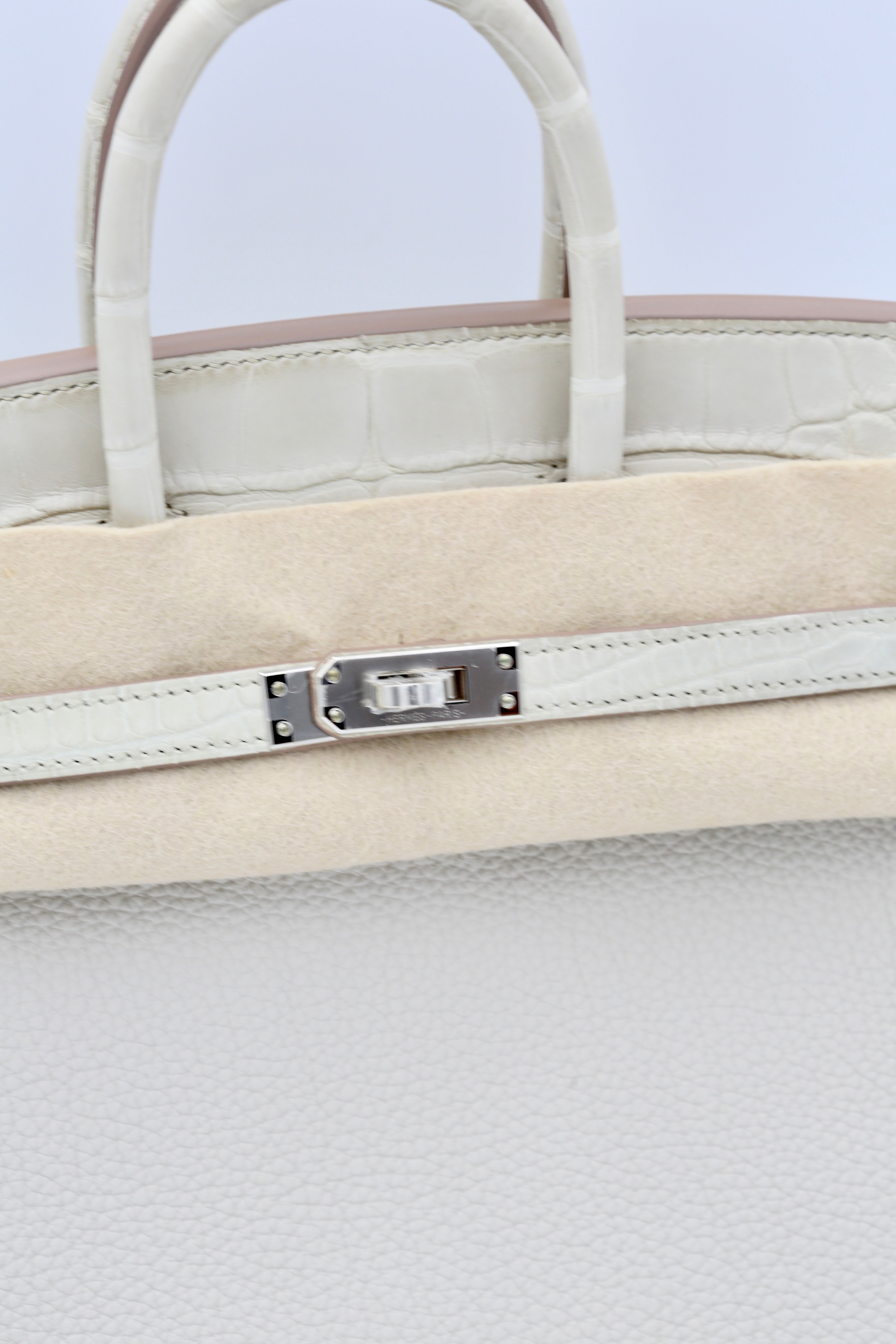 HERMÈS BIRKIN25 BETON TOUCH TOGO MATTE MISSI ALLIGATOR SILVER HARDWARE B STAMP