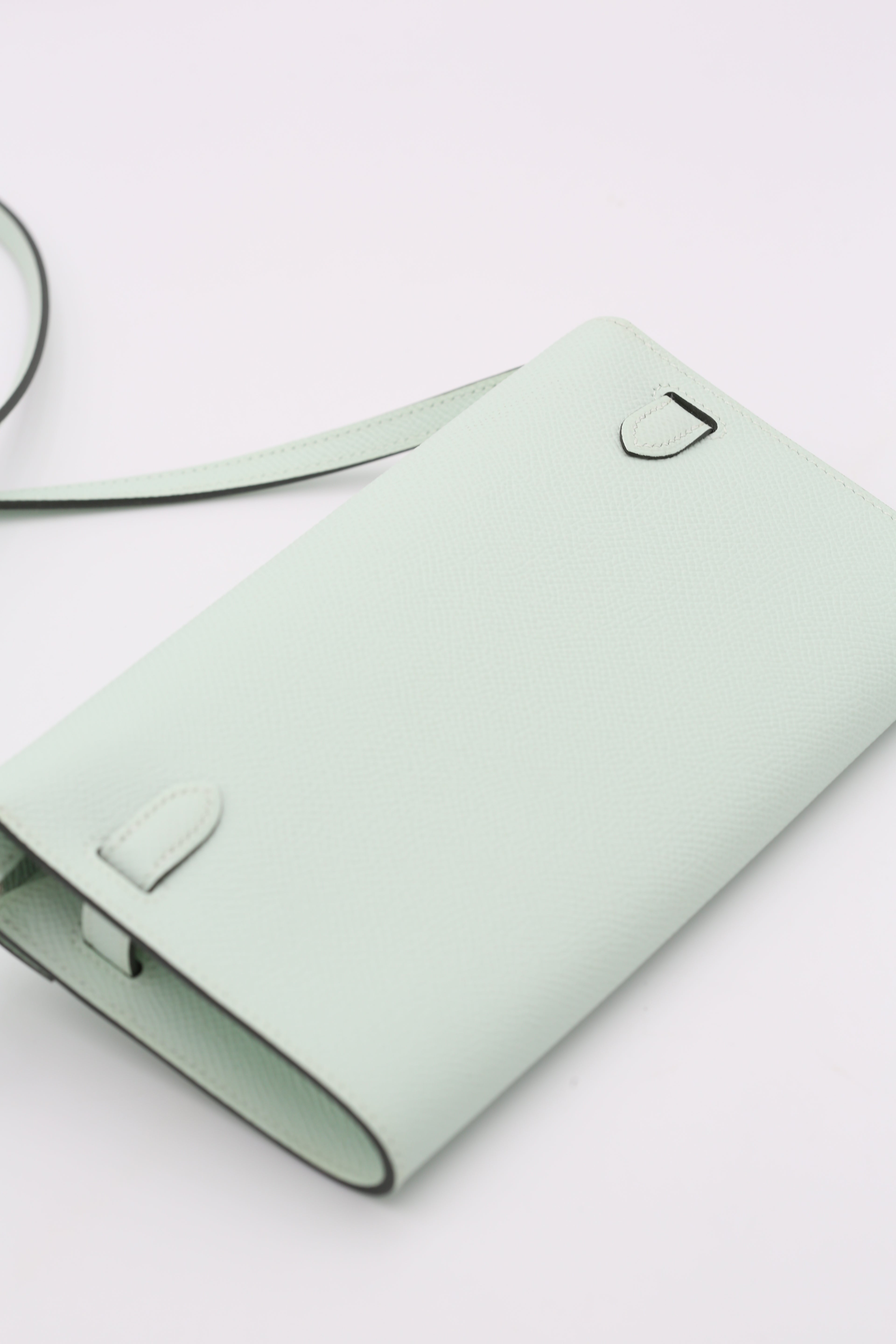 HERMÈS KELLY TO GO VERT PEPPERMINT EPSOM SILVER HARDWARE K STAMP