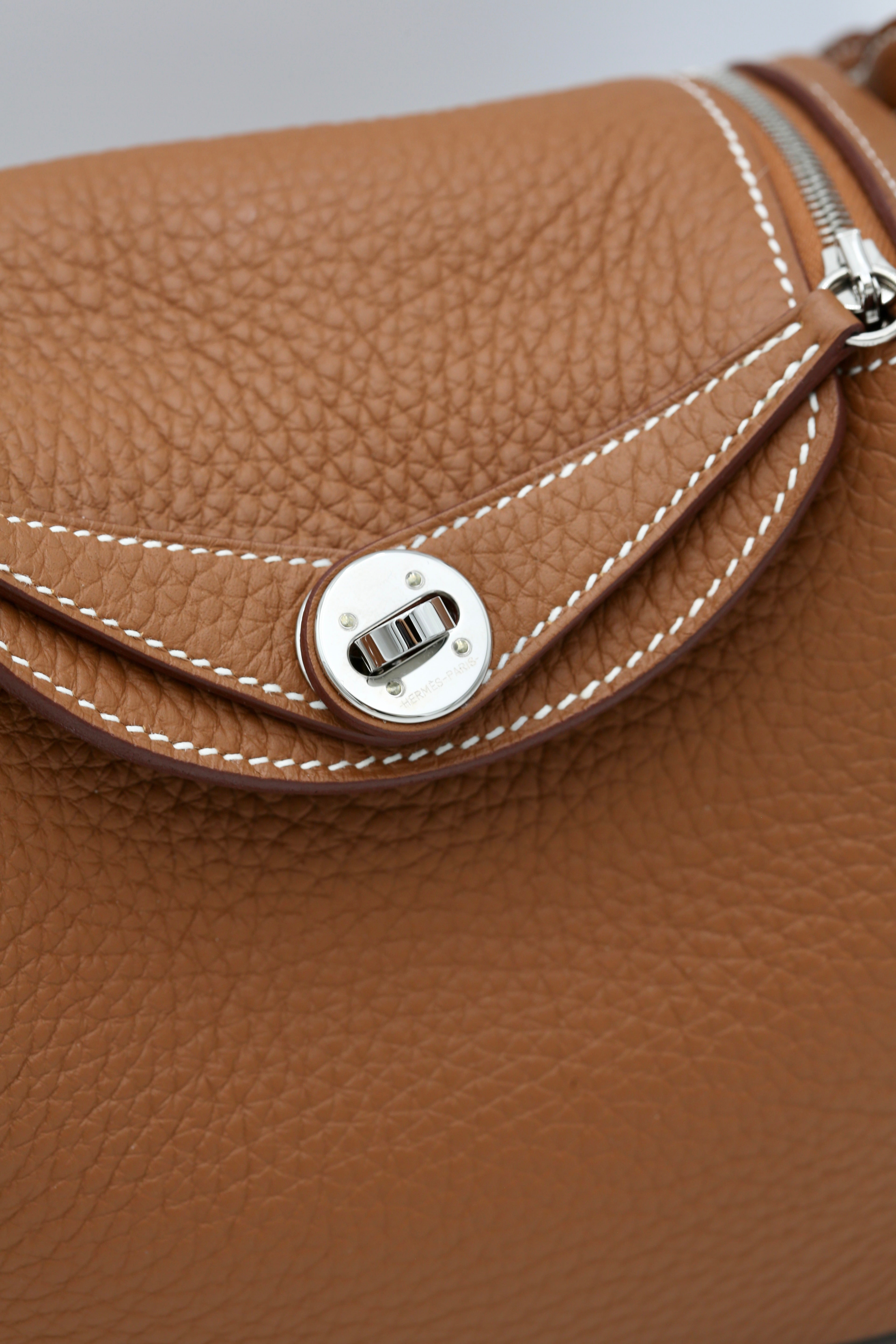 HERMÈS MINI LINDY GOLD TAURILLON CLEMENCE SILVER HARDWARE W STAMP