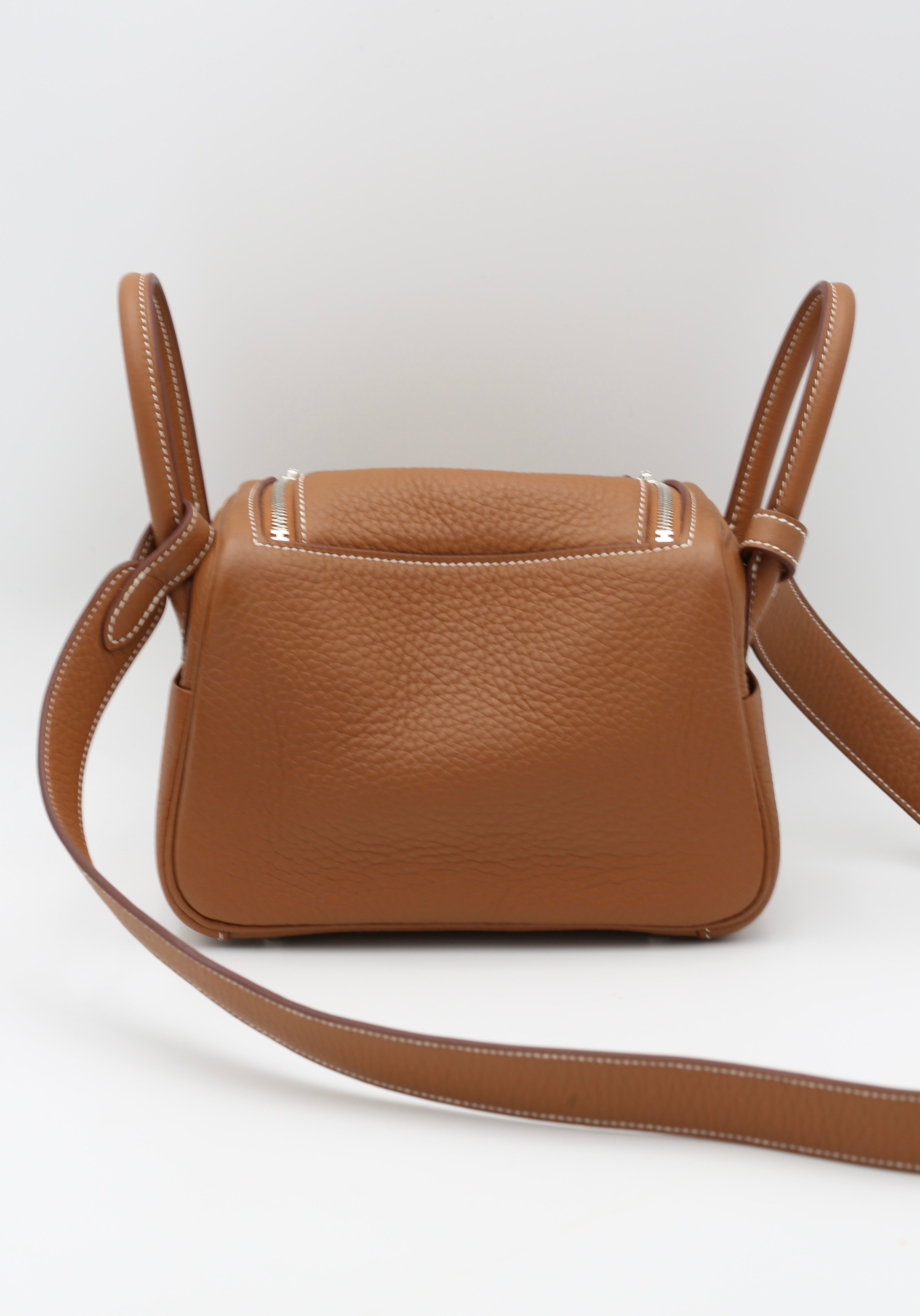 HERMÈS MINI LINDY GOLD TAURILLON CLEMENCE SILVER HARDWARE W STAMP
