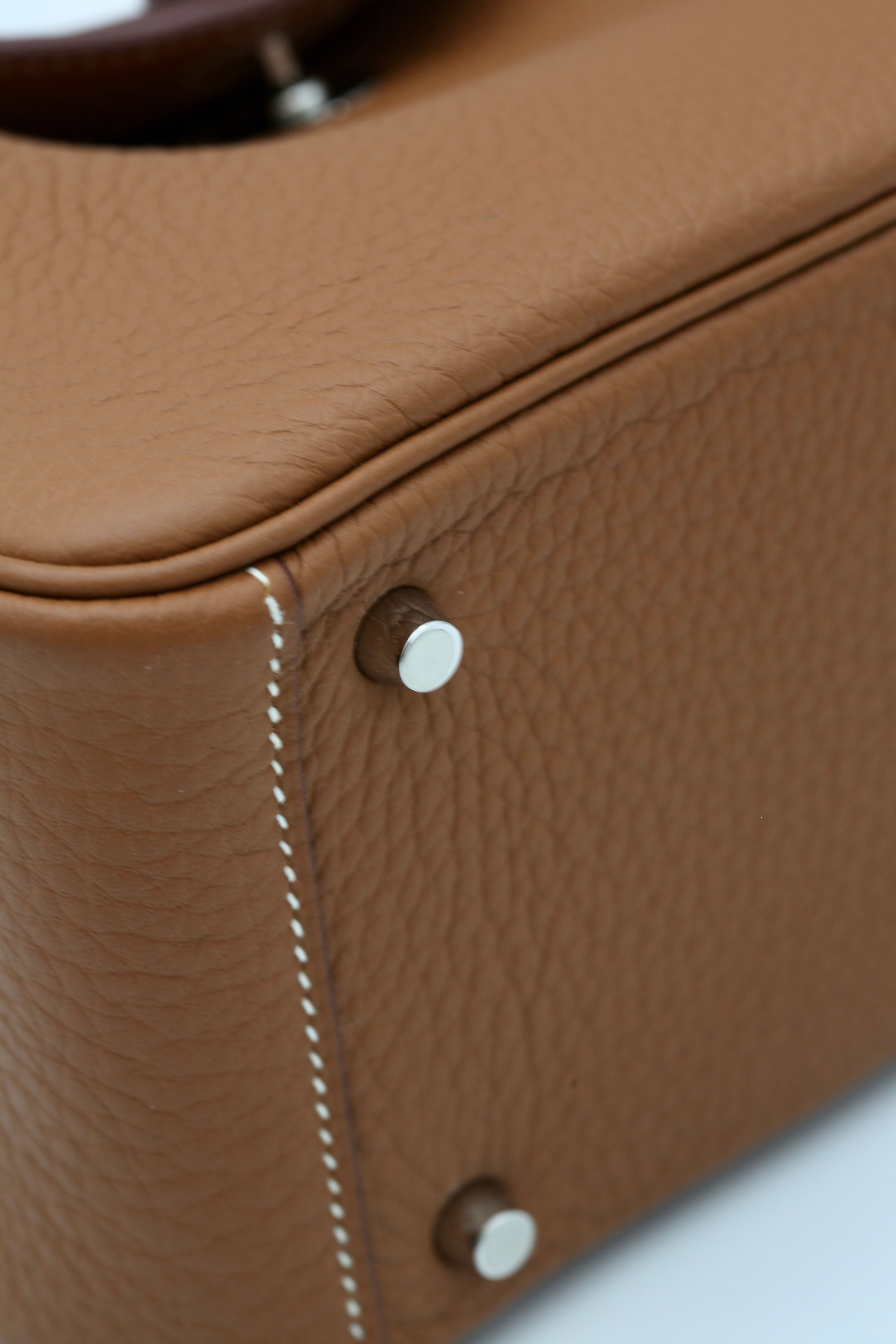 HERMÈS MINI LINDY GOLD TAURILLON CLEMENCE SILVER HARDWARE W STAMP