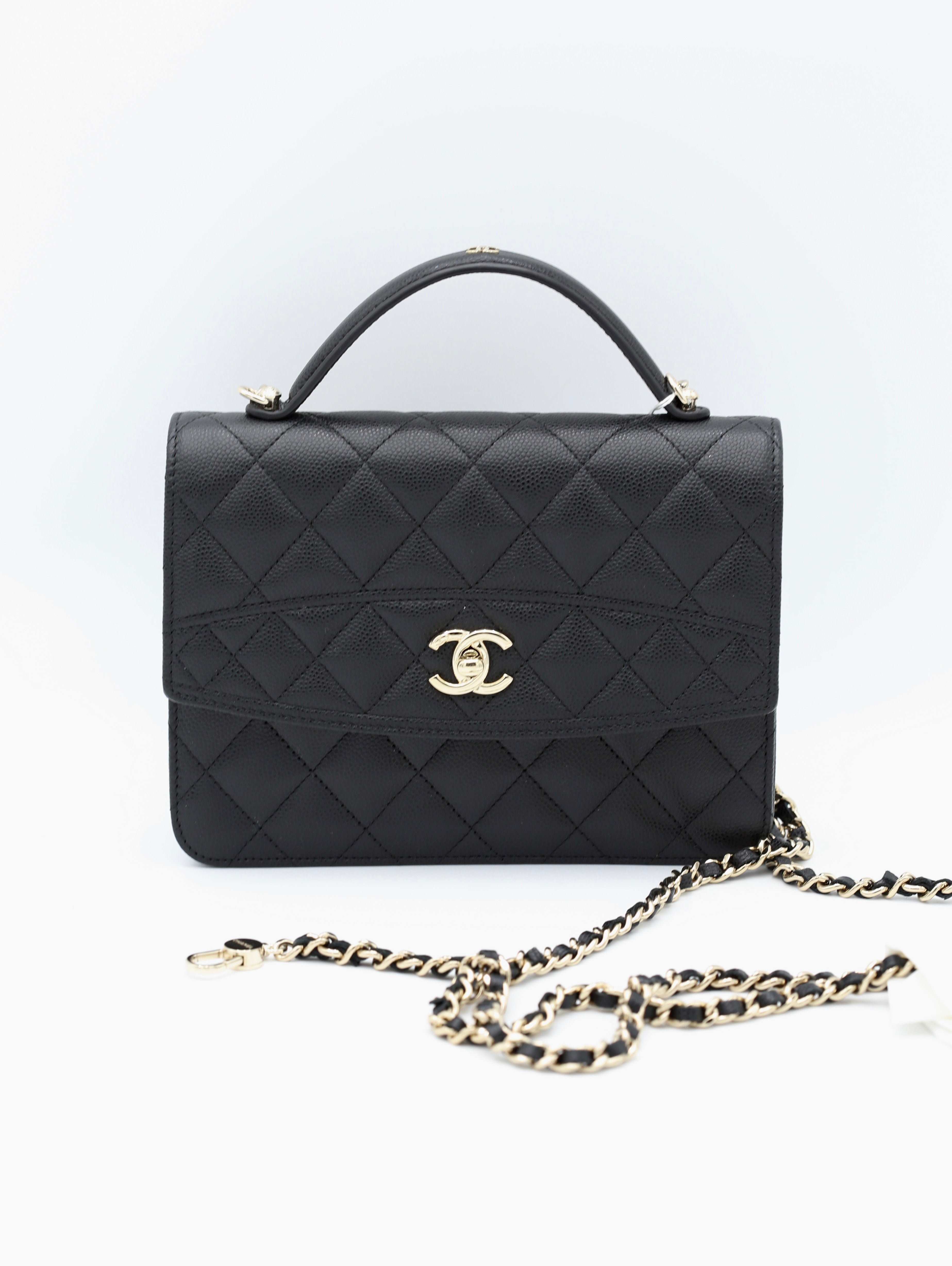 CHANEL 26C O-OTHER SHAPE WITH CHAIN BLACK GOLD