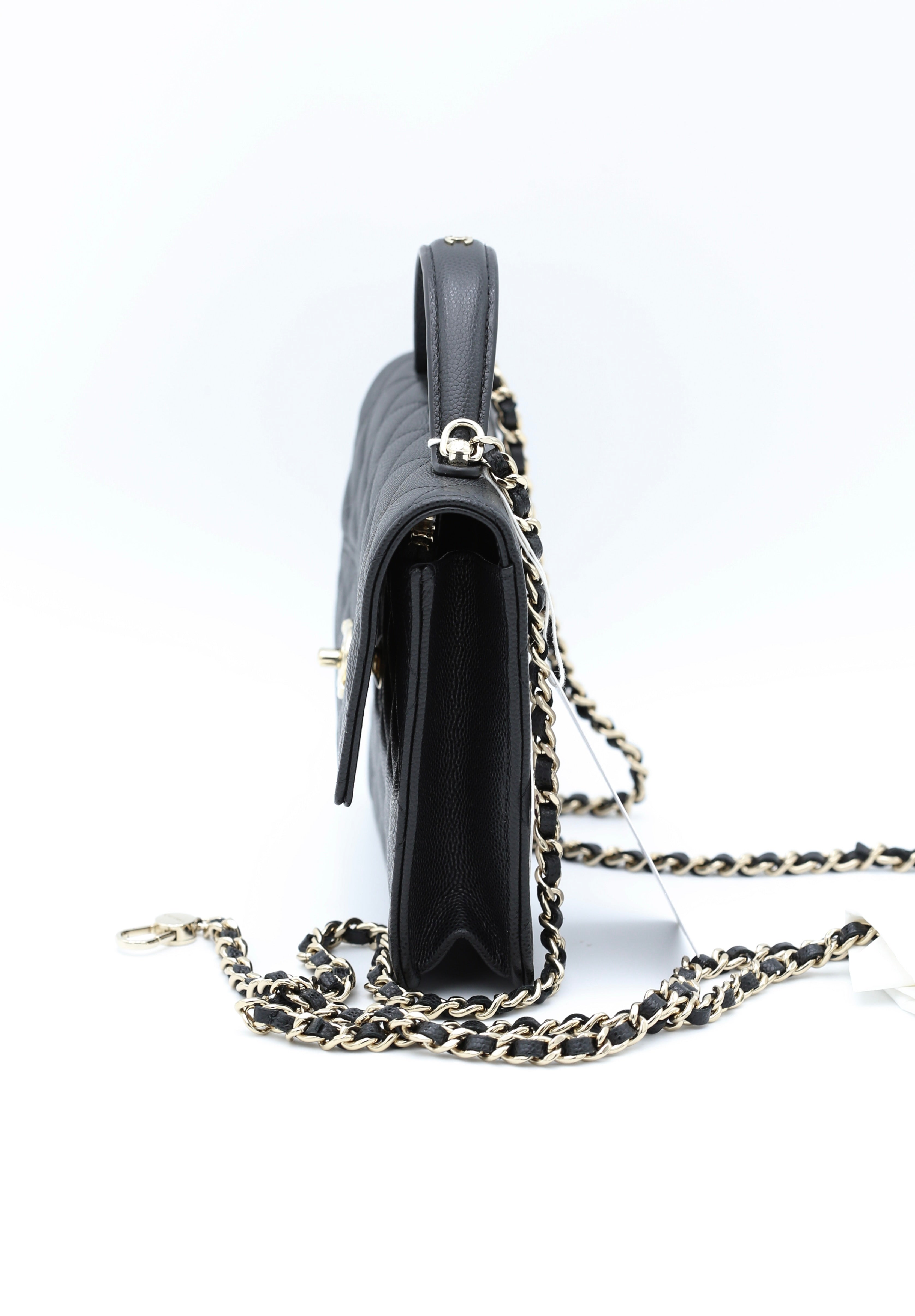 CHANEL 26C O-OTHER SHAPE WITH CHAIN BLACK GOLD