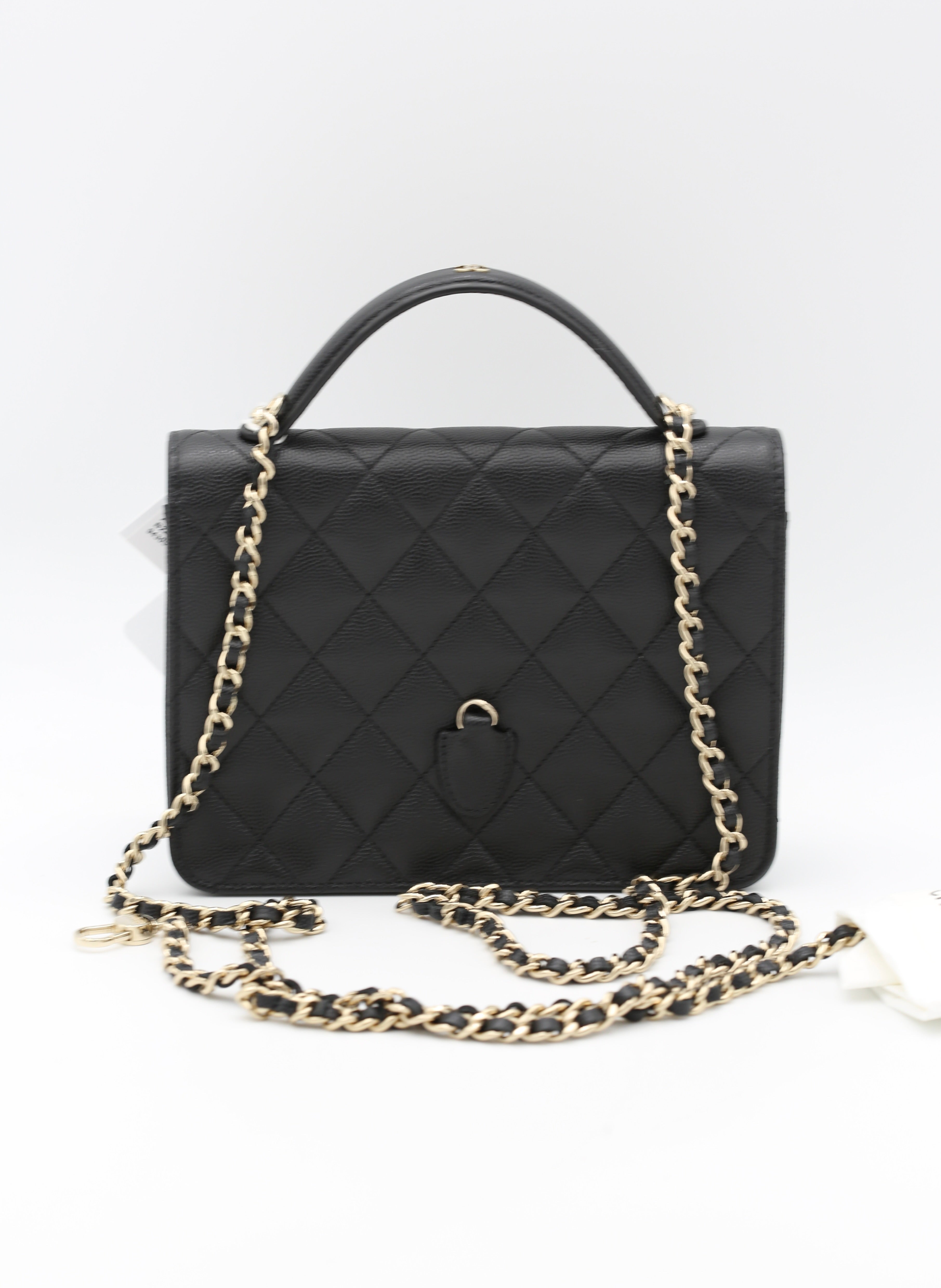CHANEL 26C O-OTHER SHAPE WITH CHAIN BLACK GOLD