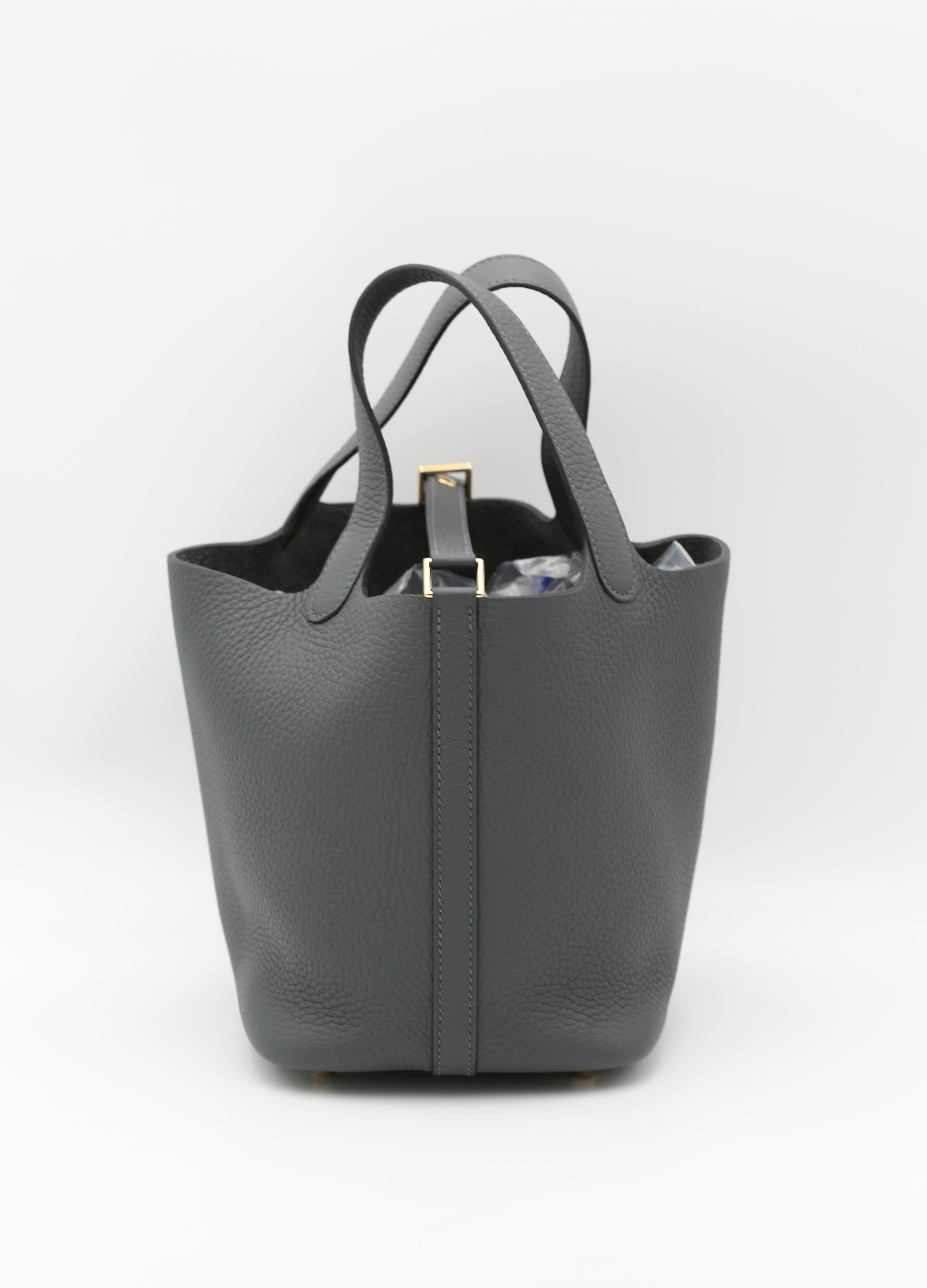 HERMÈS PICOTIN18 GRIS MISTY CLEMENCE GOLD HARDWARE G STAMP