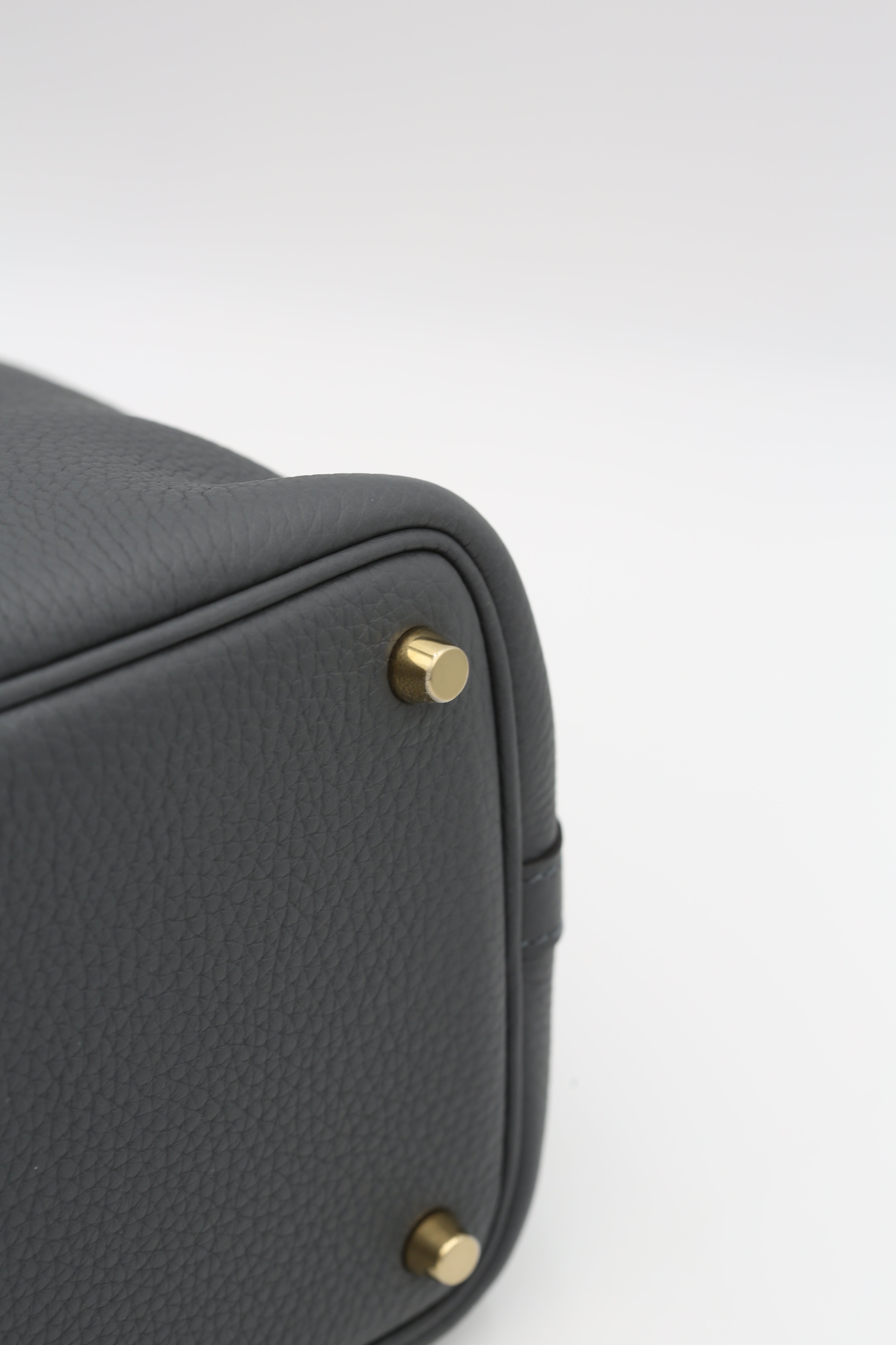HERMÈS PICOTIN18 GRIS MISTY CLEMENCE GOLD HARDWARE G STAMP