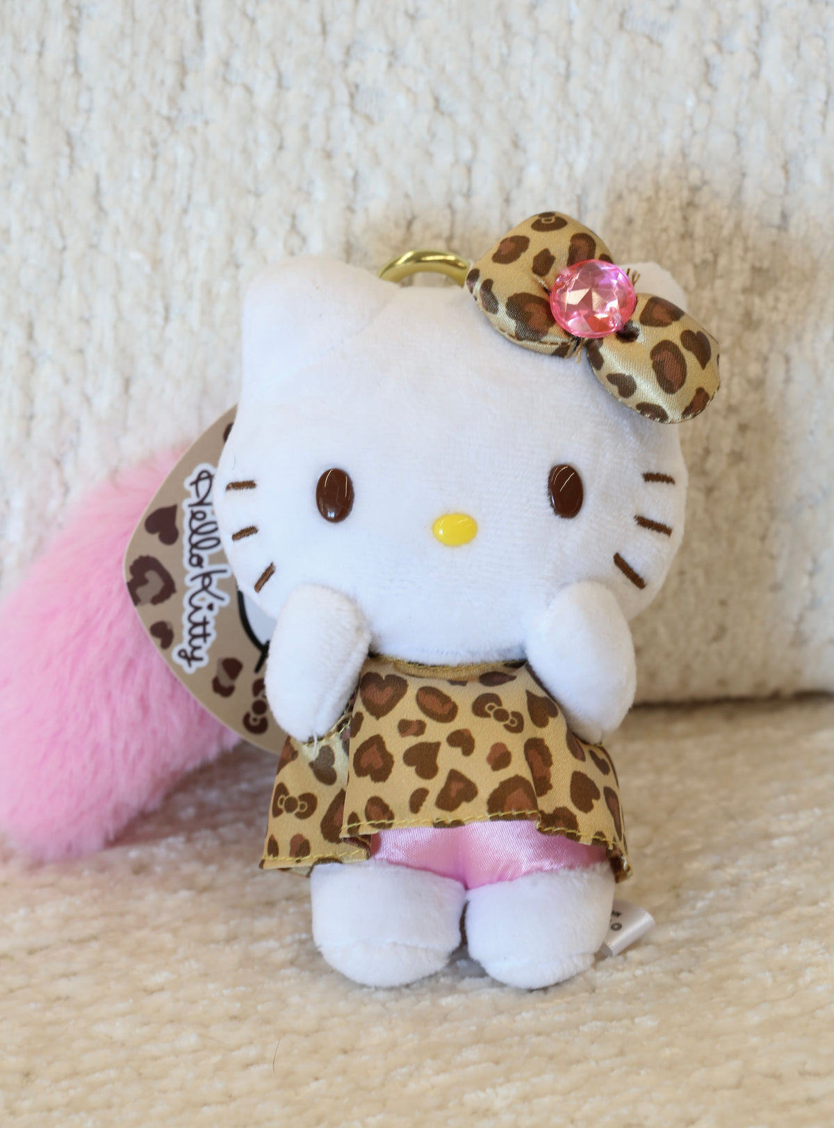 HELLO KITTY BAG CHARM PINK & WHITE & LEOPARD