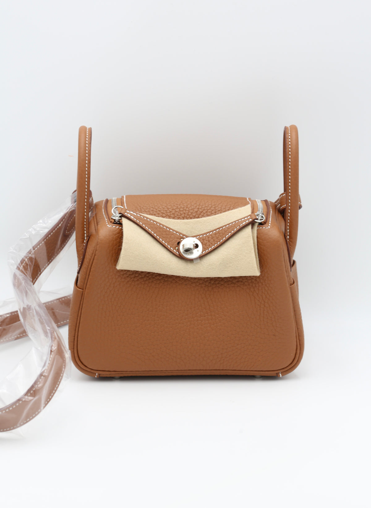 HERMÈS MINI LINDY GOLD TAURILLON CLEMENCE SILVER HARDWARE G STAMP