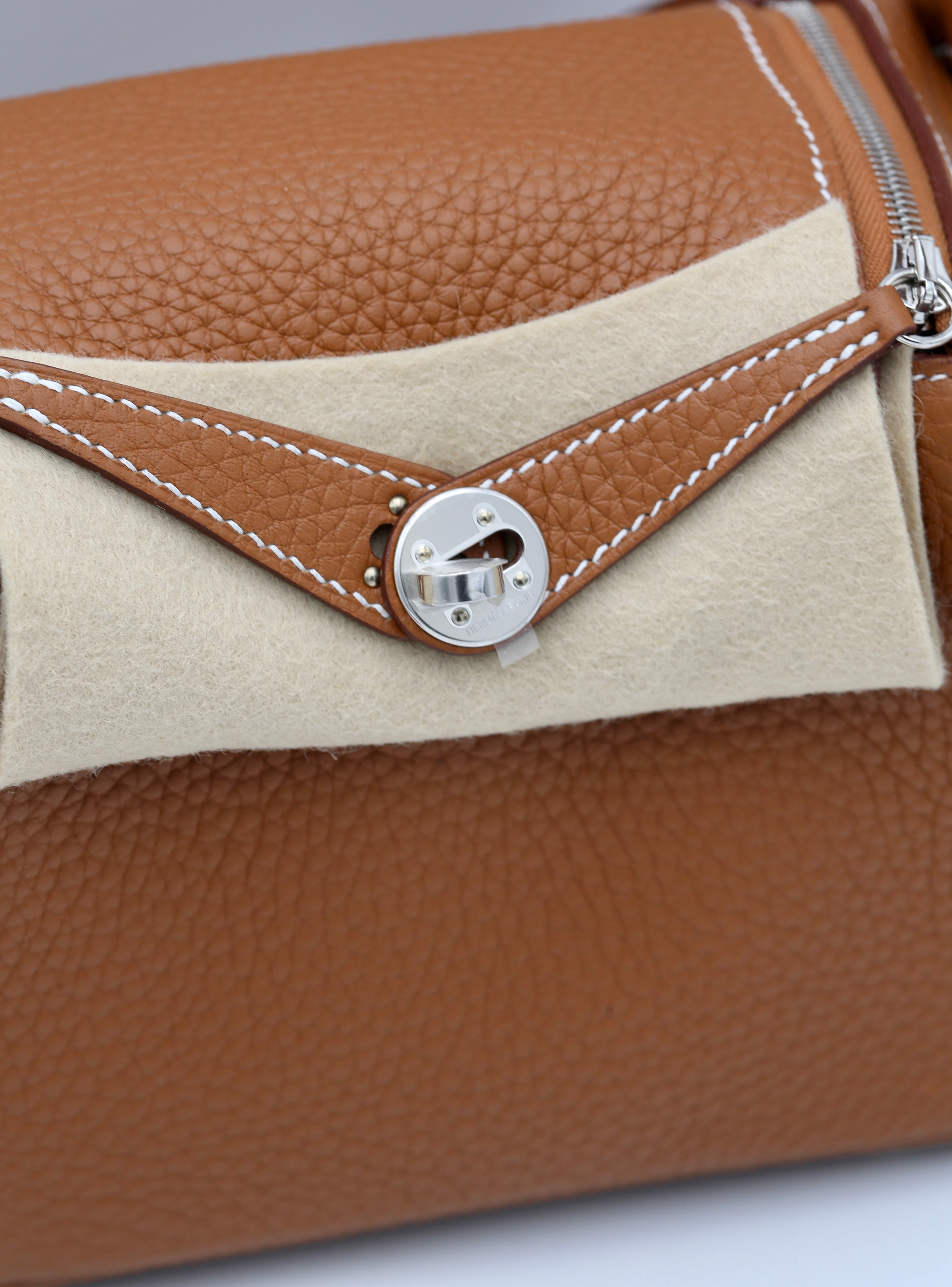 HERMÈS MINI LINDY GOLD TAURILLON CLEMENCE SILVER HARDWARE G STAMP