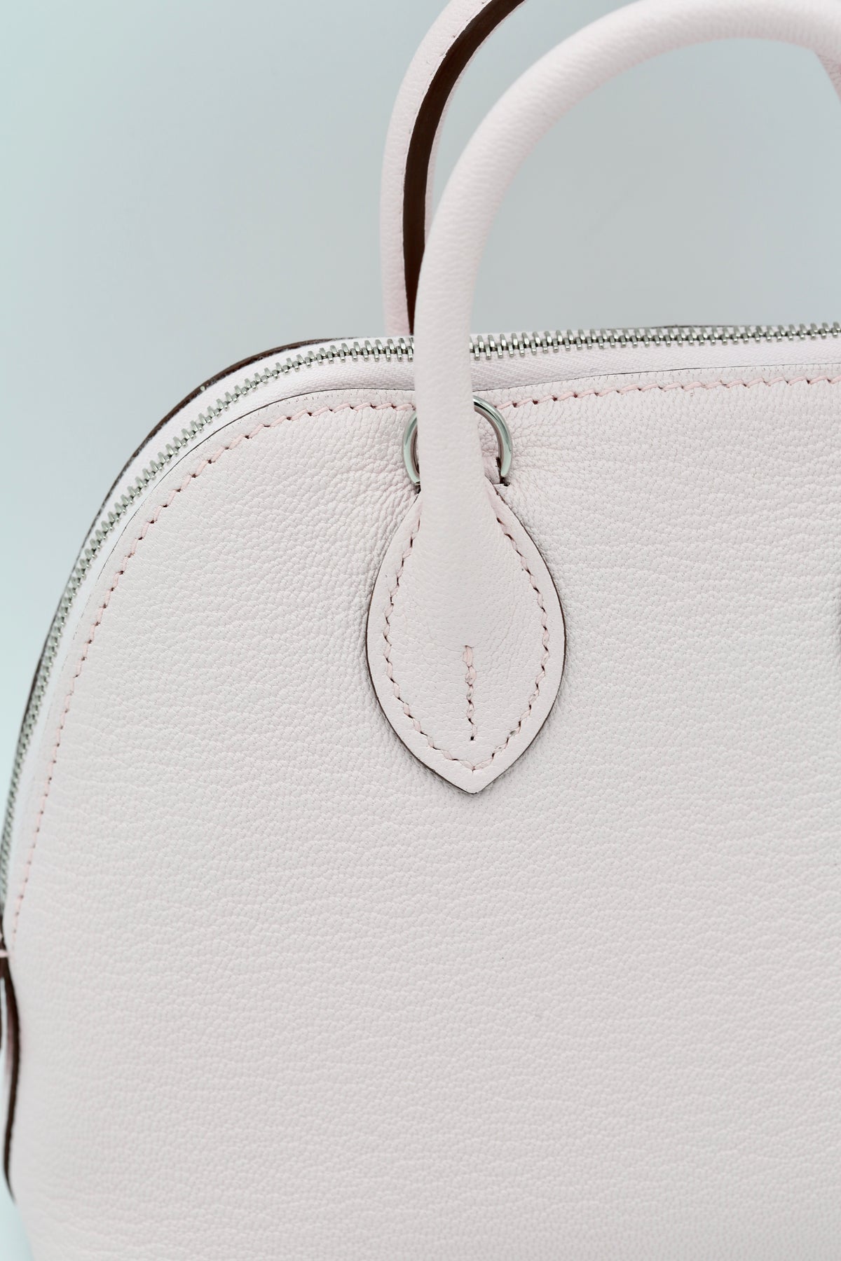 HERMÈS MINI BOLIDE ROSE DARLING CHEVRE SILVER HARDWARE K STAMP