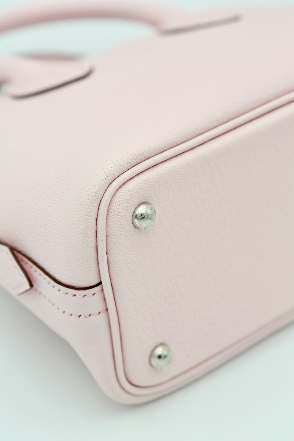 HERMÈS MINI BOLIDE ROSE DARLING CHEVRE SILVER HARDWARE K STAMP