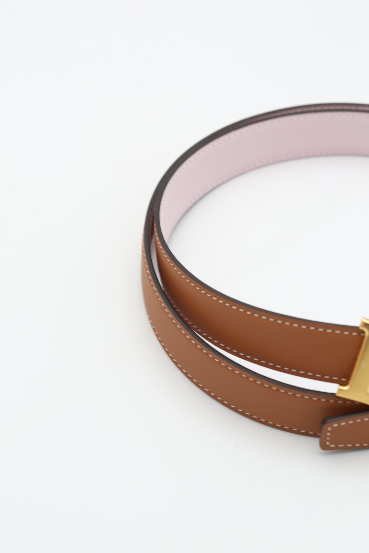 HERMÈS H BELT MAUVE PALE/GOLD