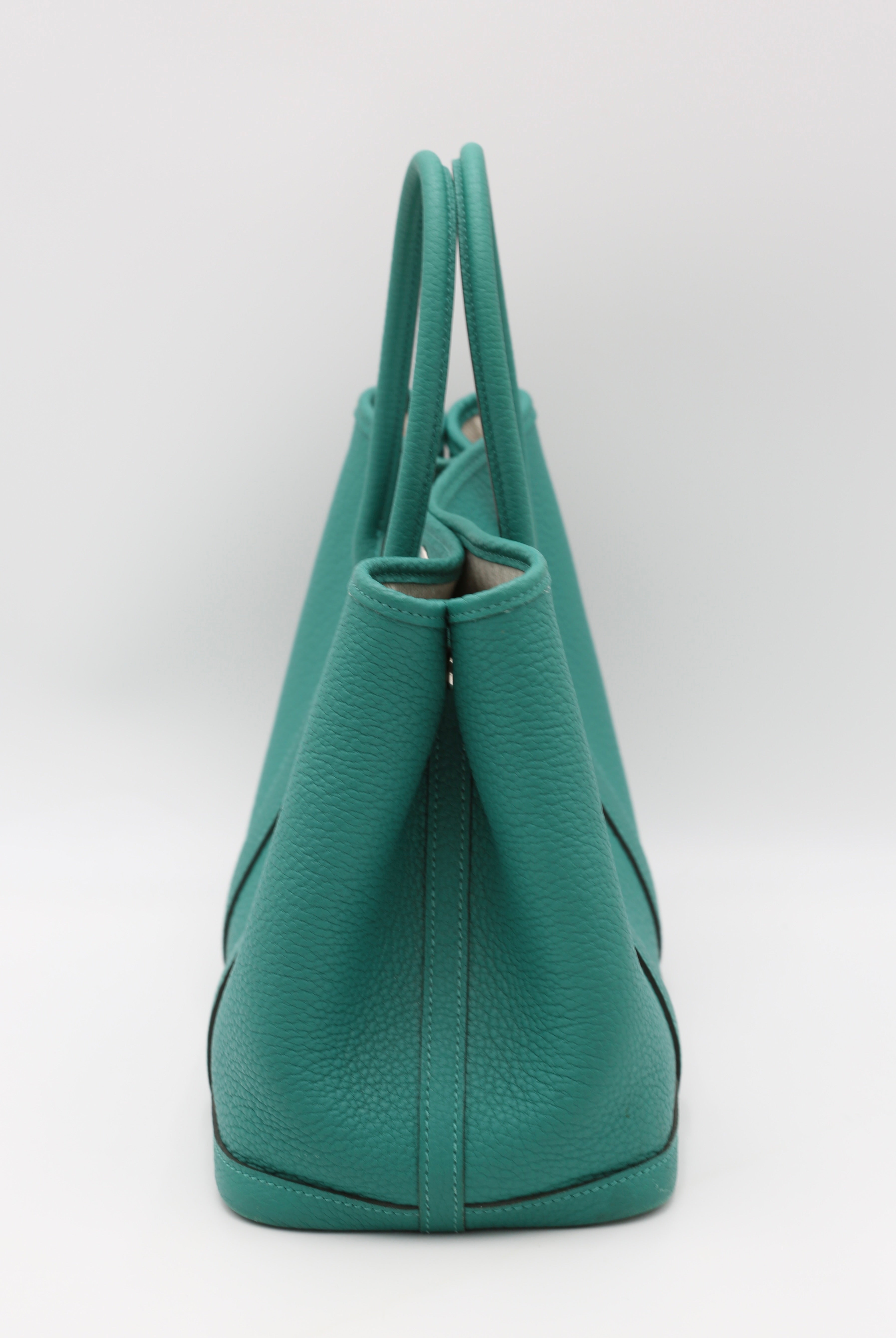 HERMÈS GARDEN PARTY 30 VERT VERTIGO SILVER HARDWARE Z STAMP