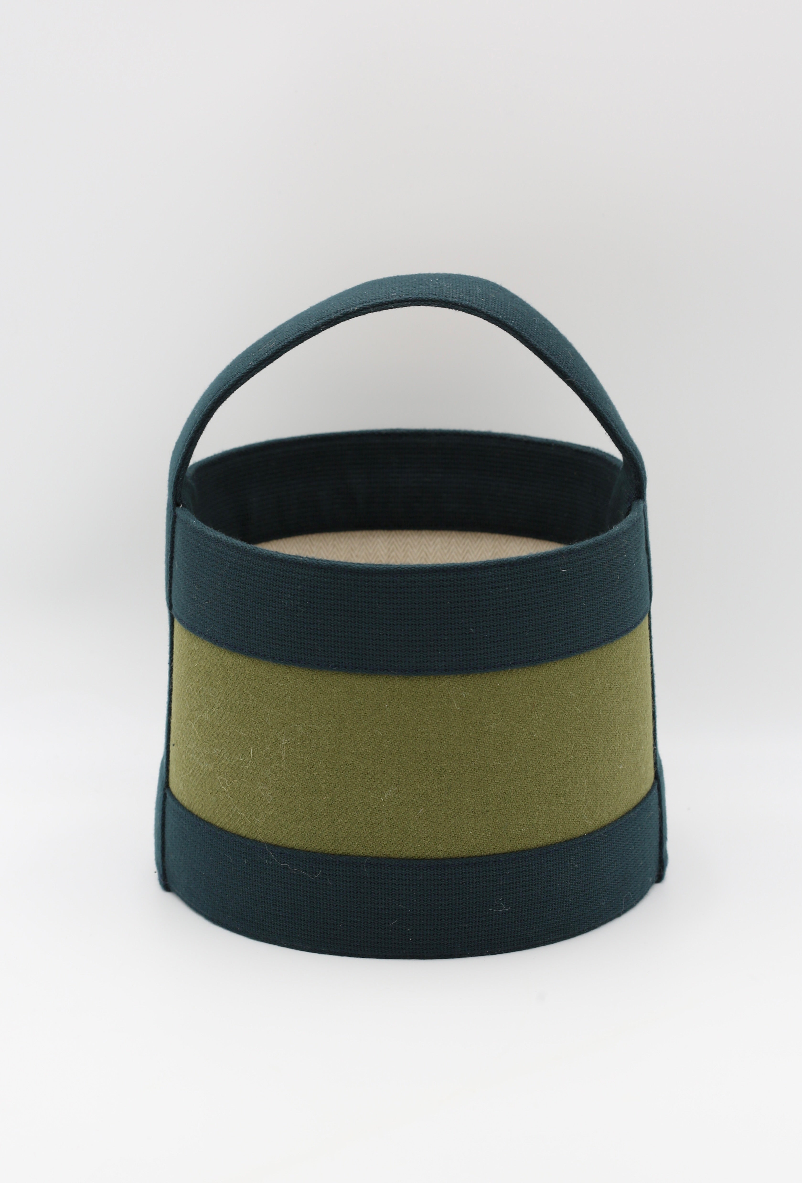 HERMÈS BUCKET BAG VERT/CRAIE CANVAS