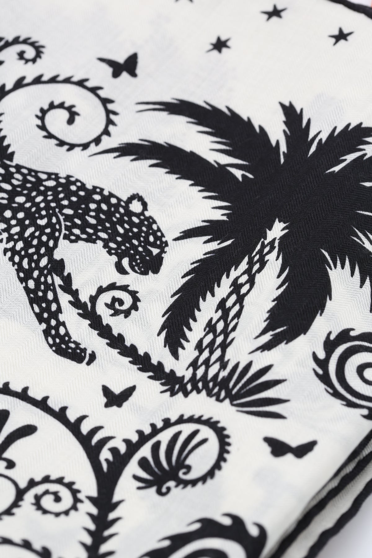 HERMÈS SCARF 140X140 CHALE CACHEMIRE SOUS LE CHARME D'ORPH HG/BLANC/NOIR