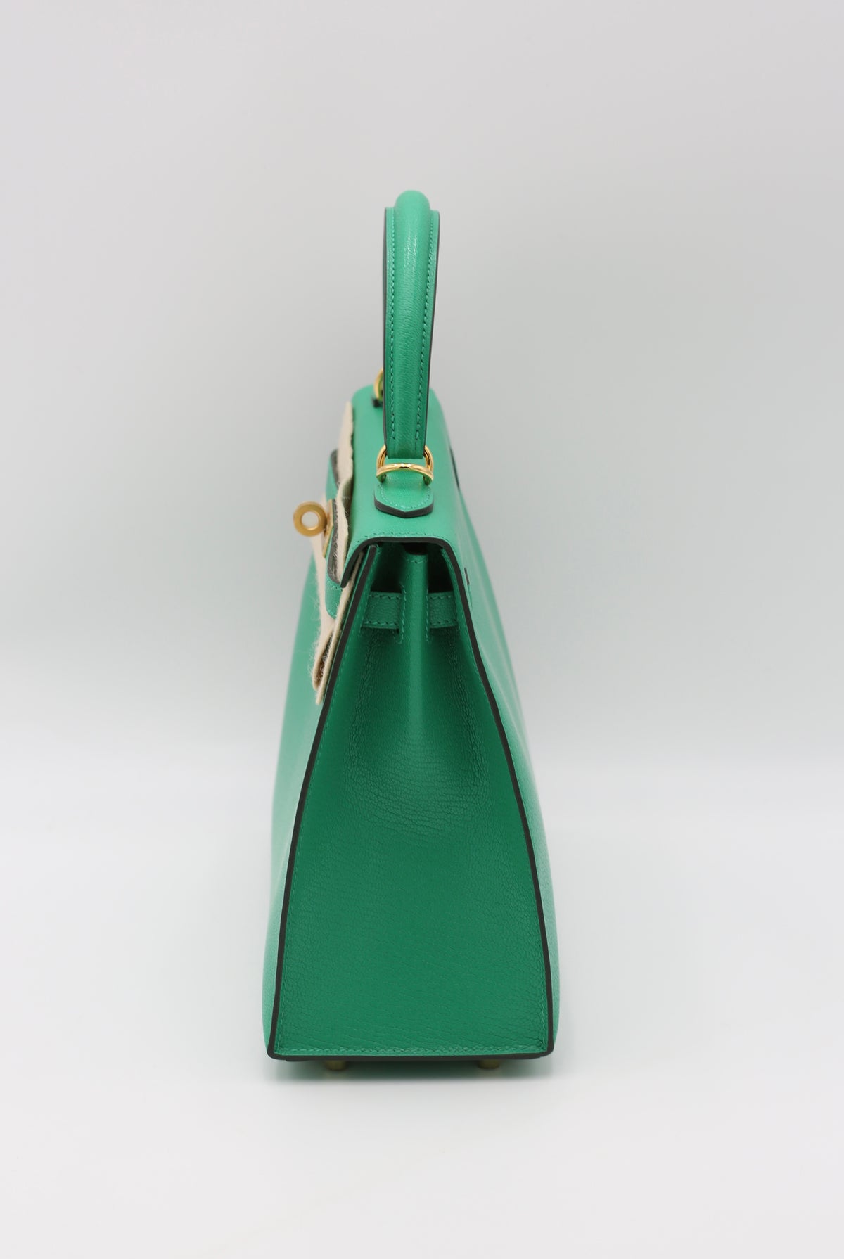 HERMÈS KELLY25 MENTHE SELLIER CHEVRE GOLD HARDWARE U STAMP