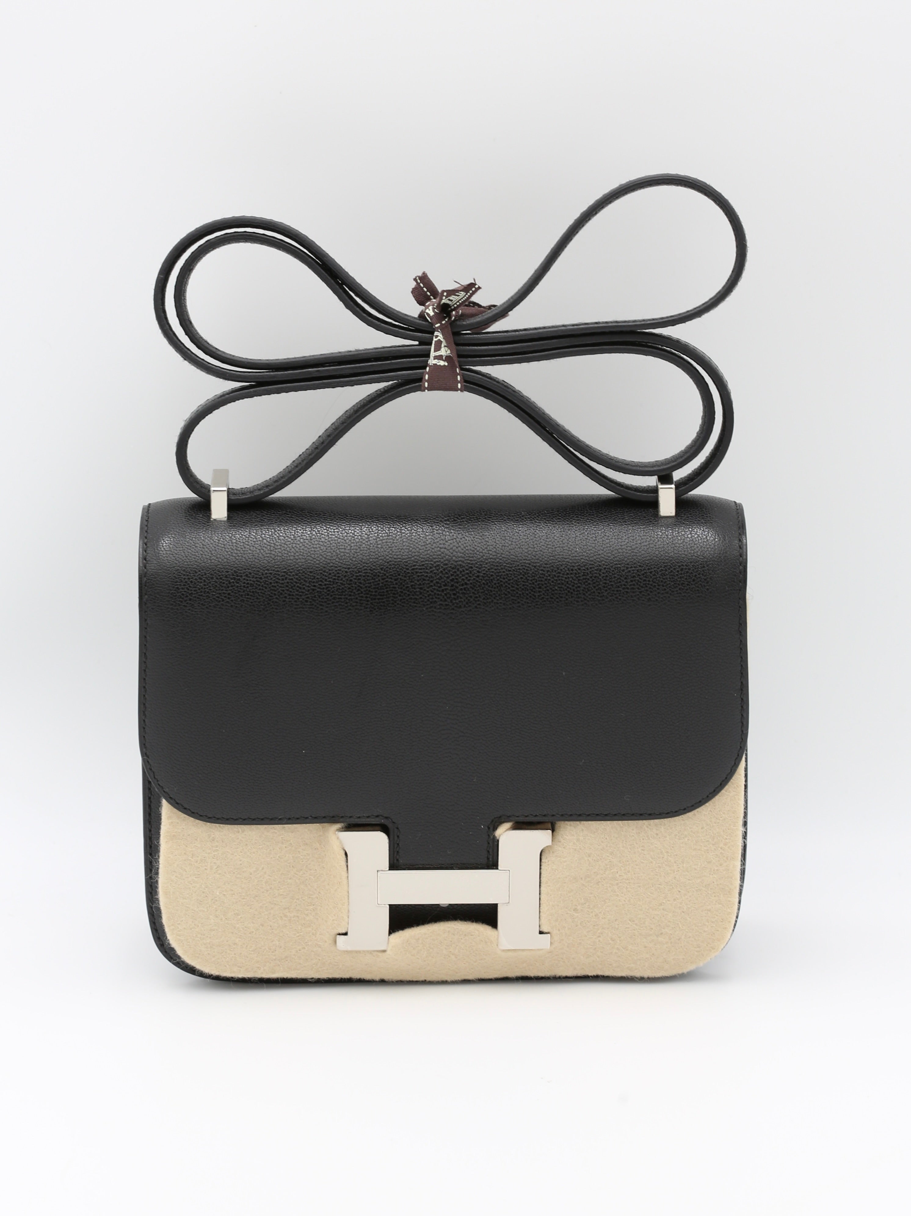 HERMÈS CONSTANCE18 NOIR CHAMKILA GOATSKIN SILVER HARDWARE B STAMP