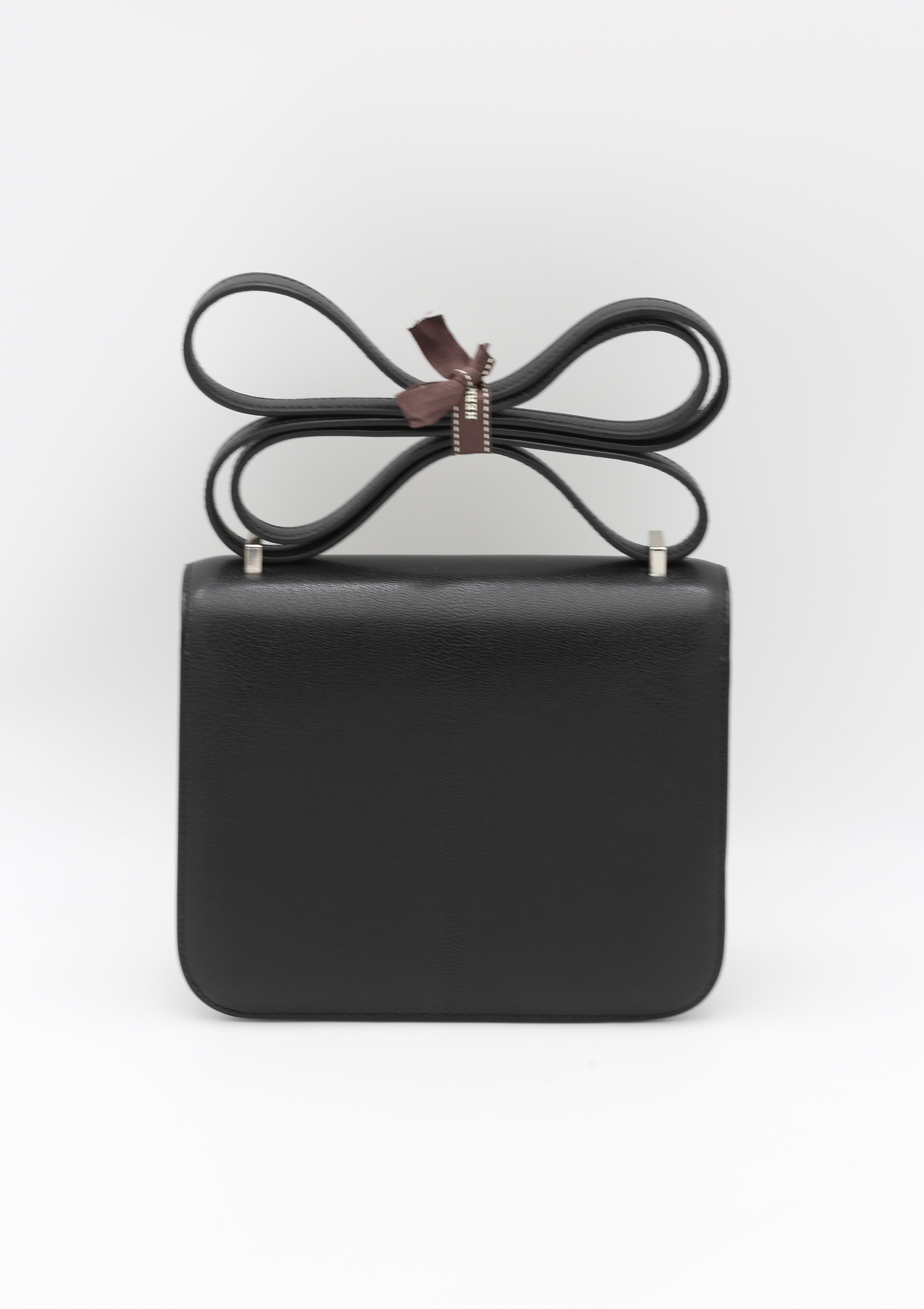 HERMÈS CONSTANCE18 NOIR CHAMKILA GOATSKIN SILVER HARDWARE B STAMP