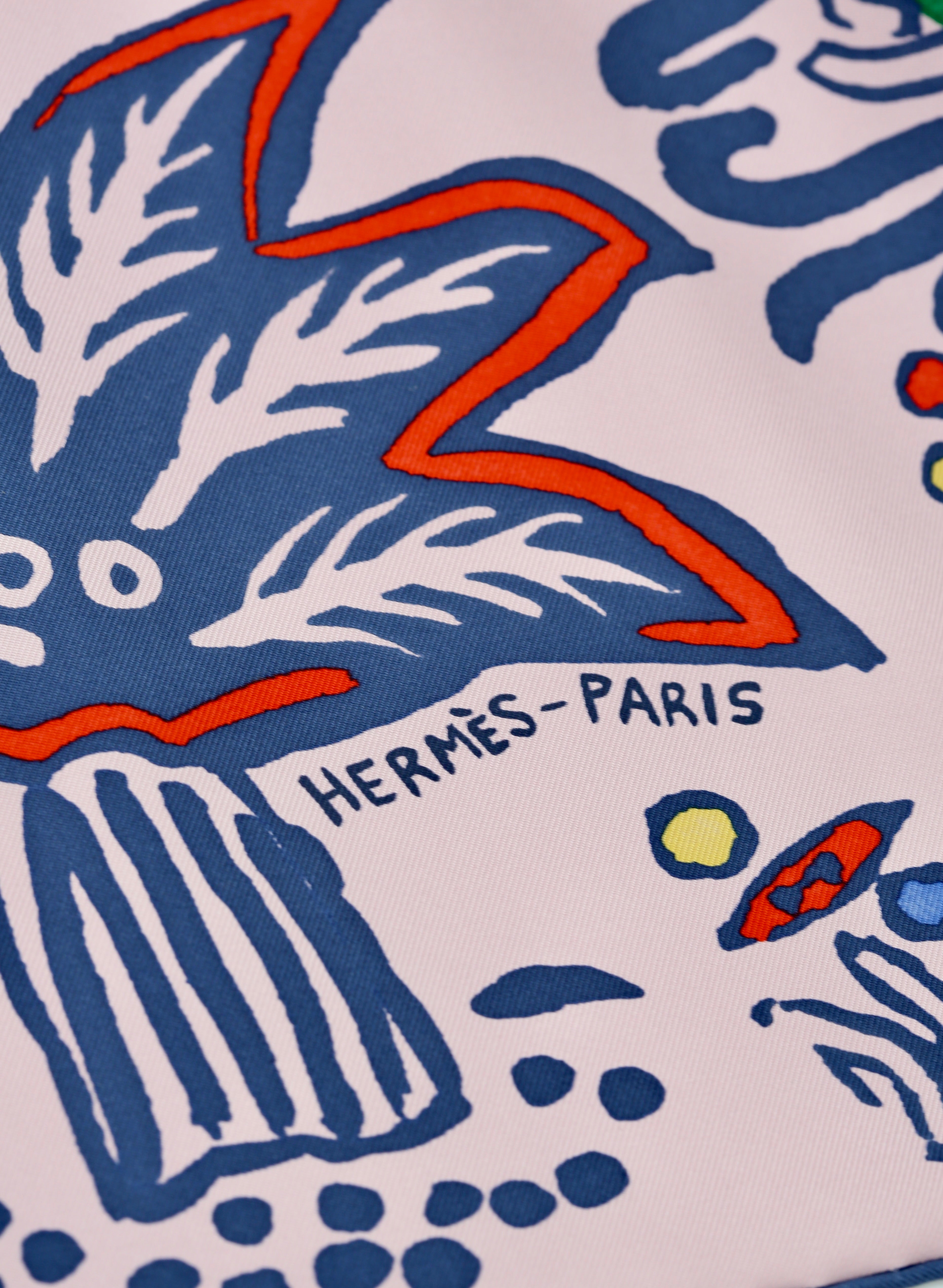 HERMÈS SCARF90X90 CARRE TWILL ROSE/FANE/MARINE