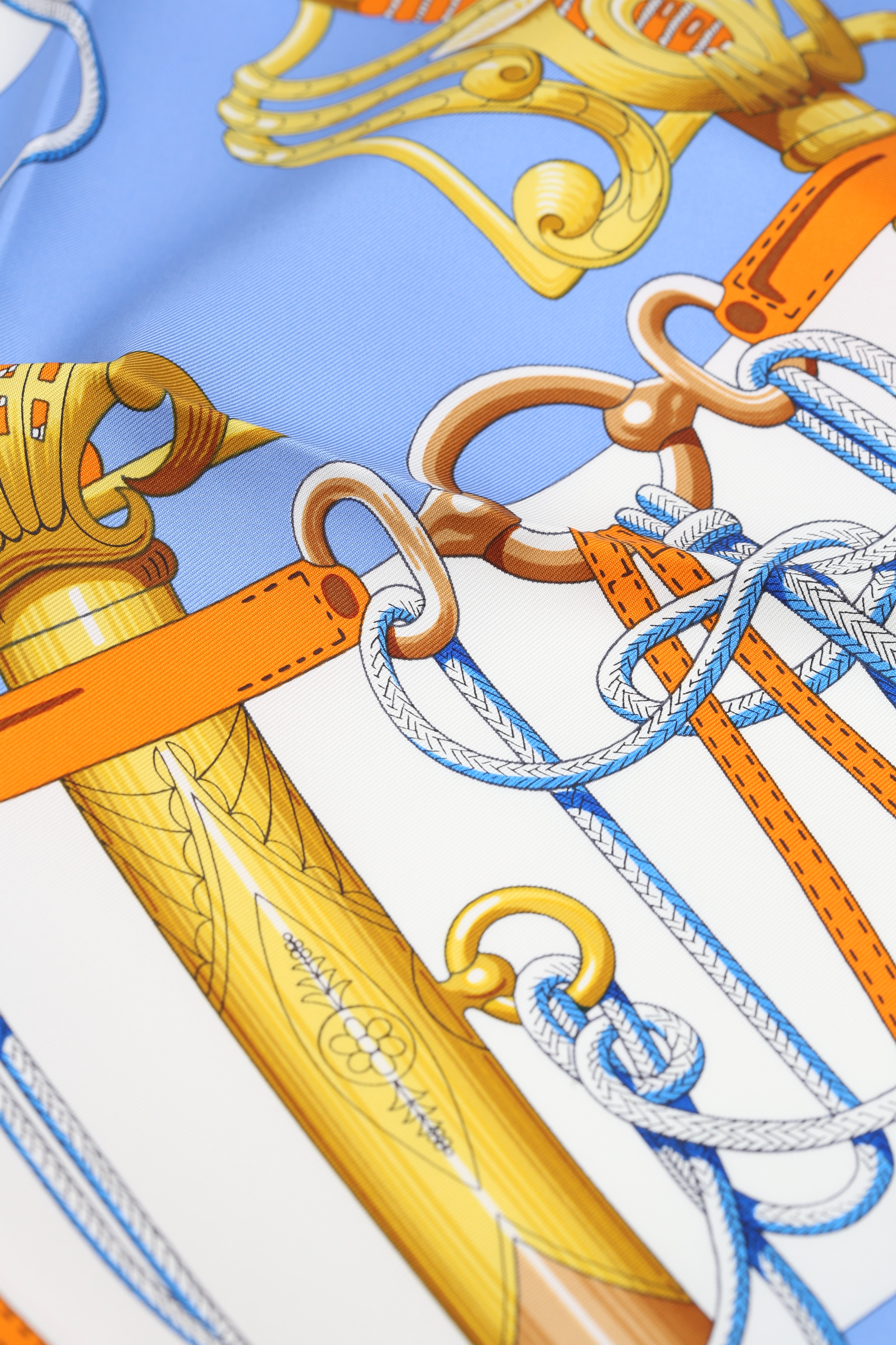 HERMÈS SCARF90X90 CARRE TWILL CLIQUETIS MH/BLEU CIEL/VIEIL