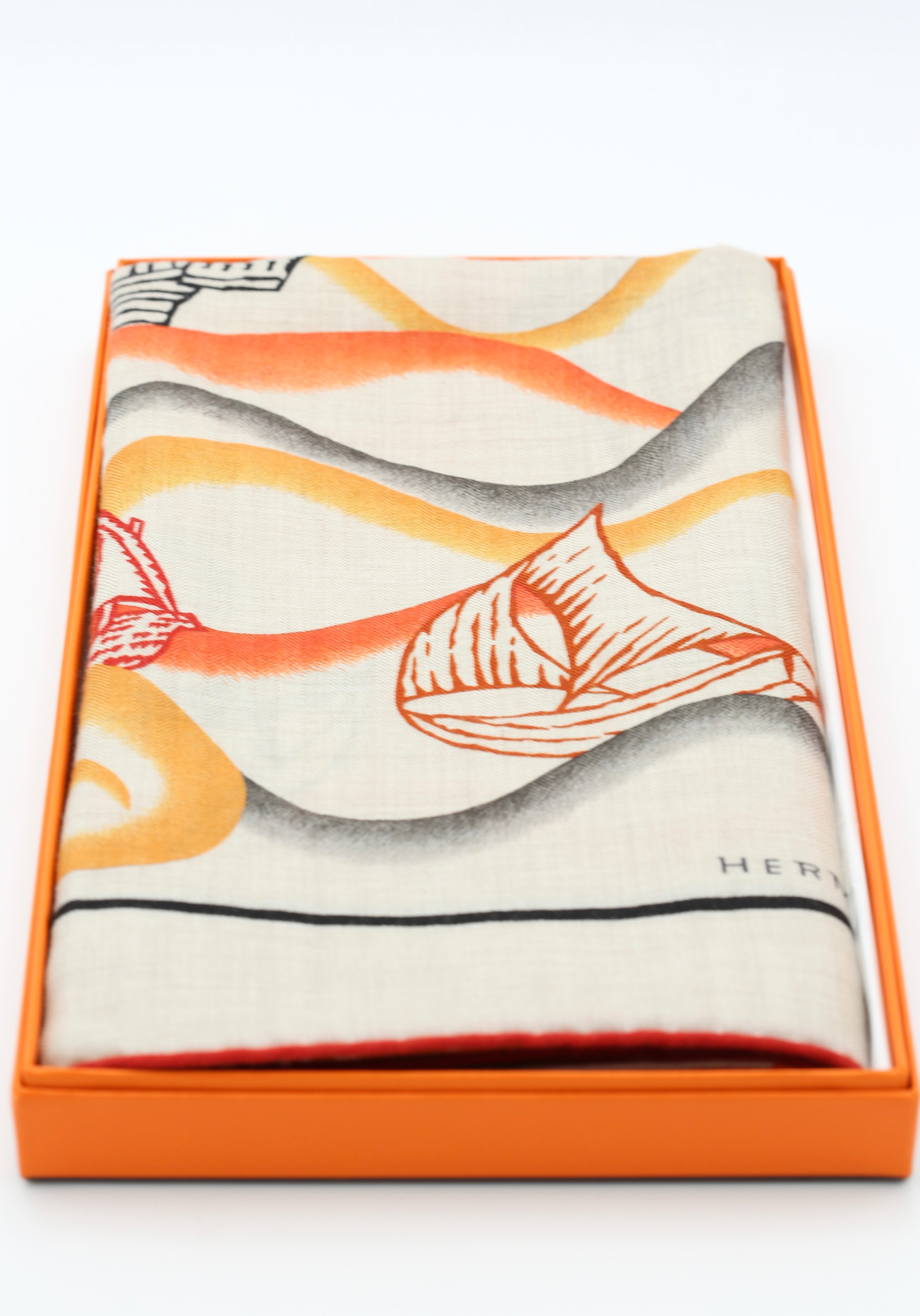 HERMÈS SCARF140X140 BEIGE/ORANGE