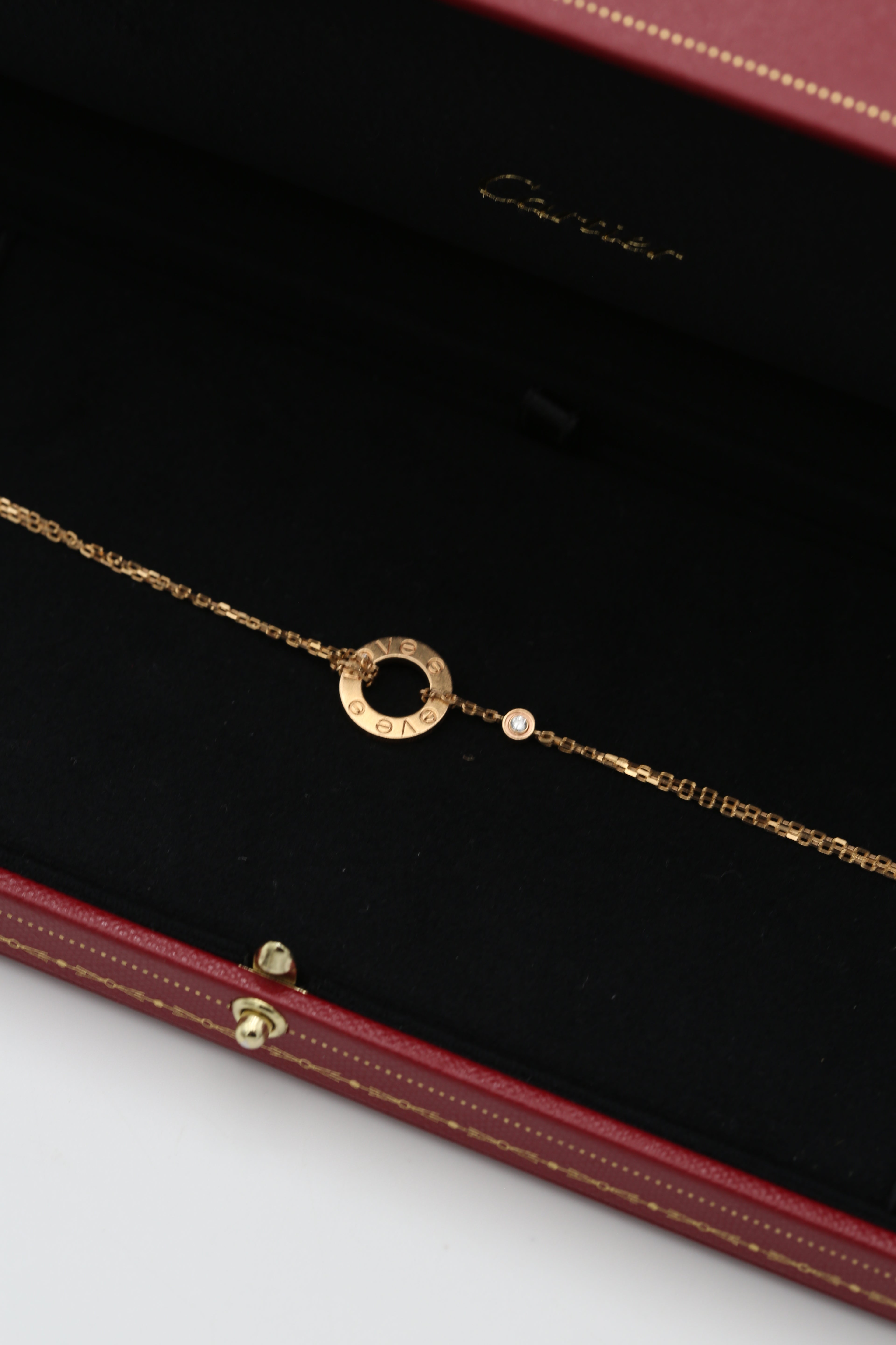 CARTIER LOVE BRACELET ON CHAIN 2 DIAMONDS ROSE GOLD