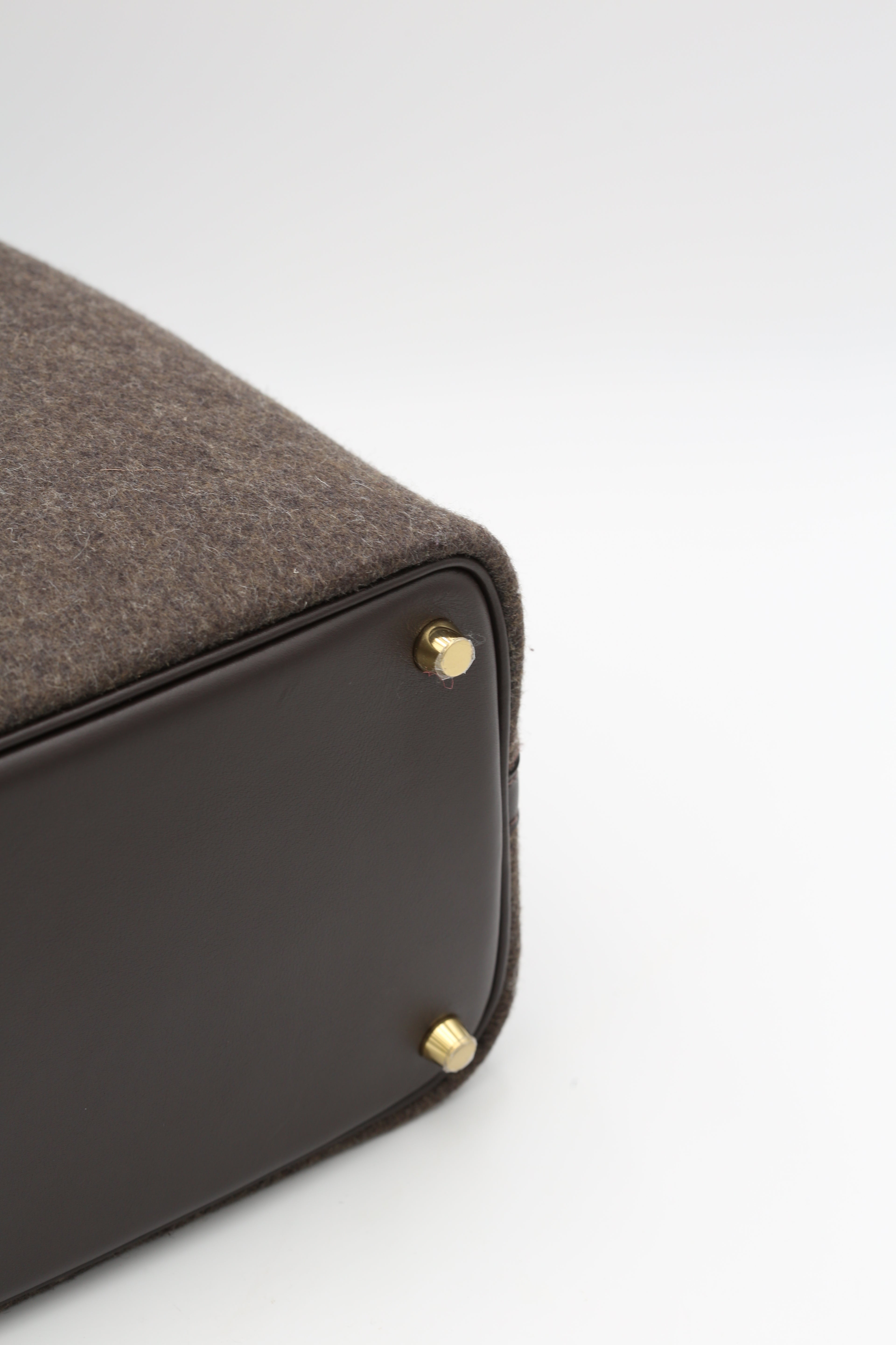 HERMÈS PICOTIN18 FELT WITH LEATHER GOLD HARDWARE Y STAMP