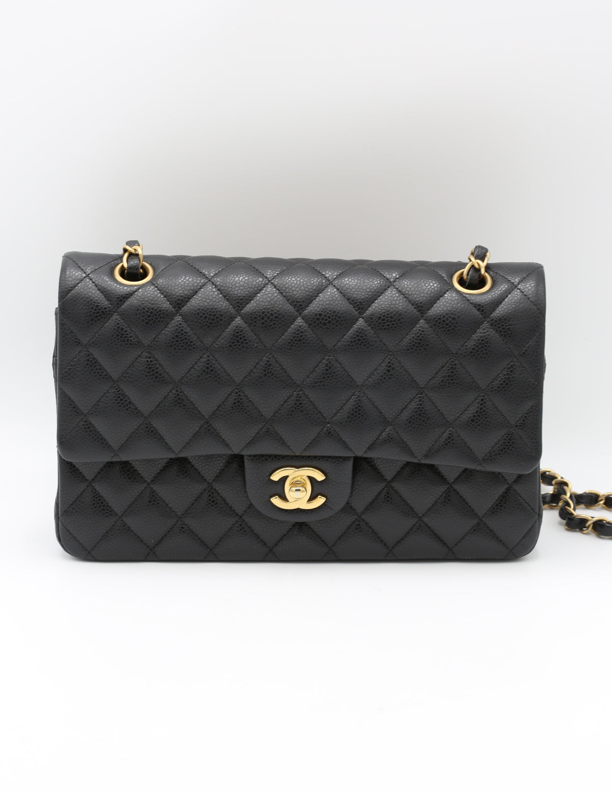 CHANEL CLASSIC DOUBLE FLAP MEDIUM BLACK CAVIAR GOLD HARDWARE
