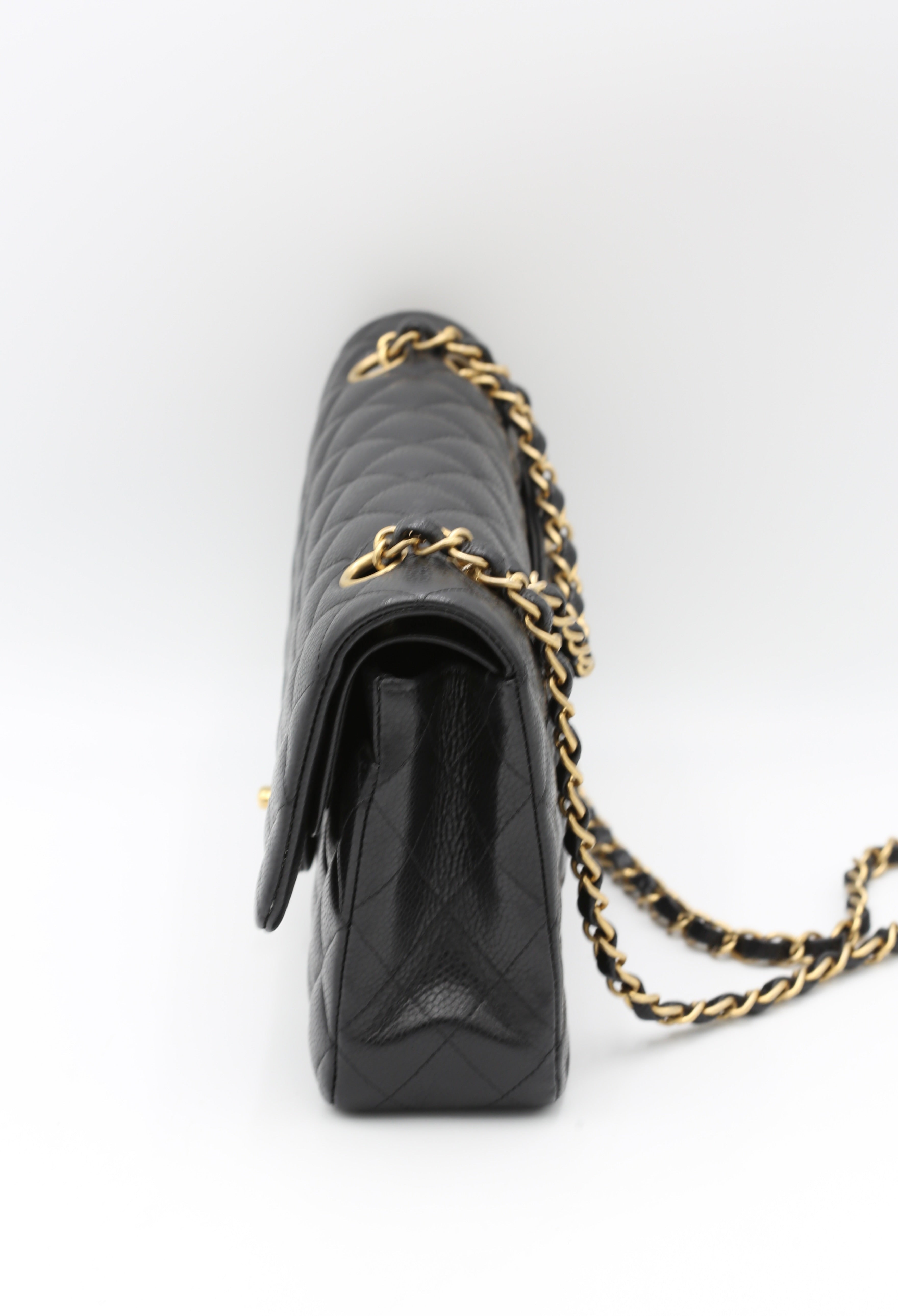 CHANEL CLASSIC DOUBLE FLAP MEDIUM BLACK CAVIAR GOLD HARDWARE