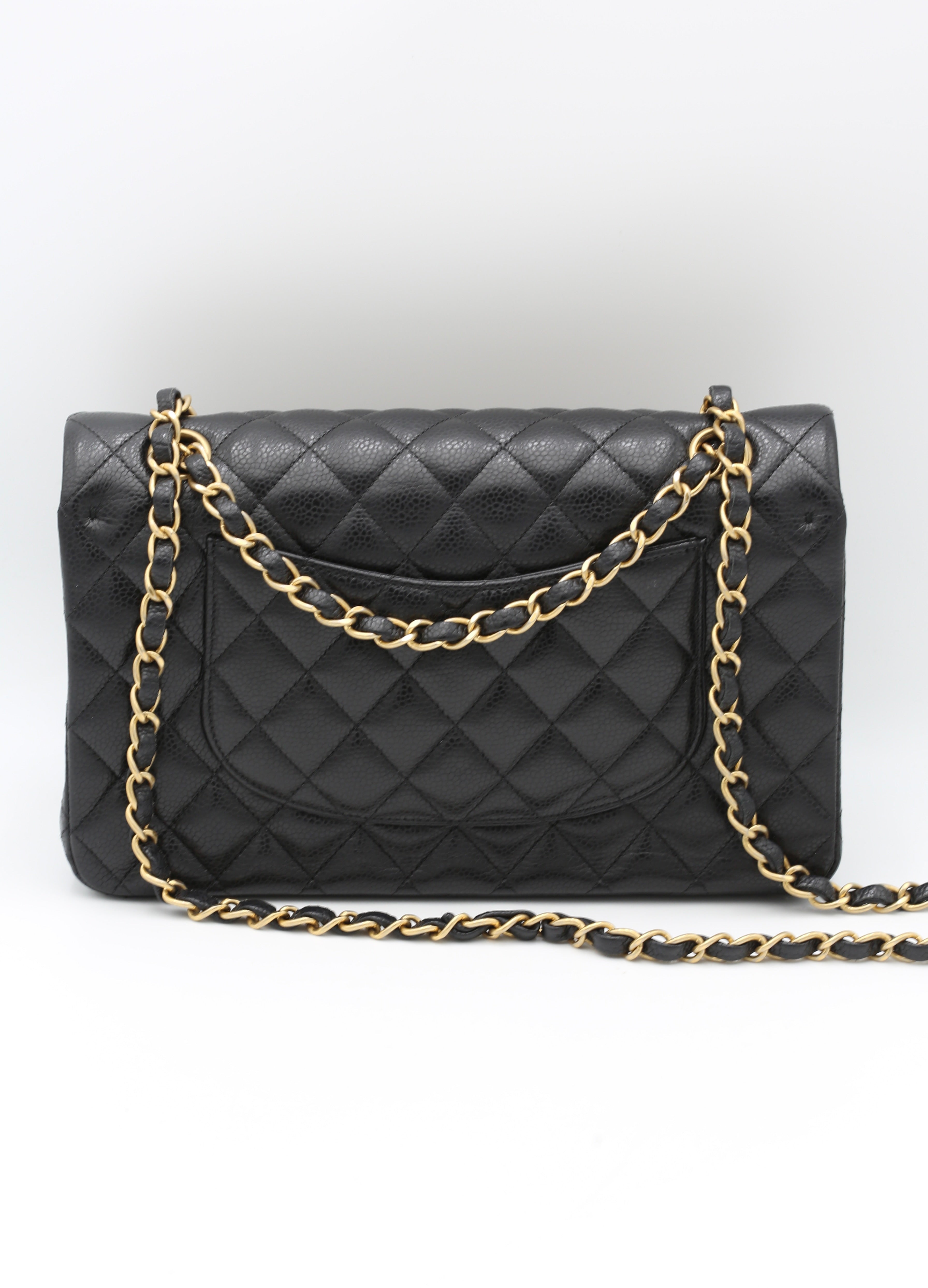 CHANEL CLASSIC DOUBLE FLAP MEDIUM BLACK CAVIAR GOLD HARDWARE