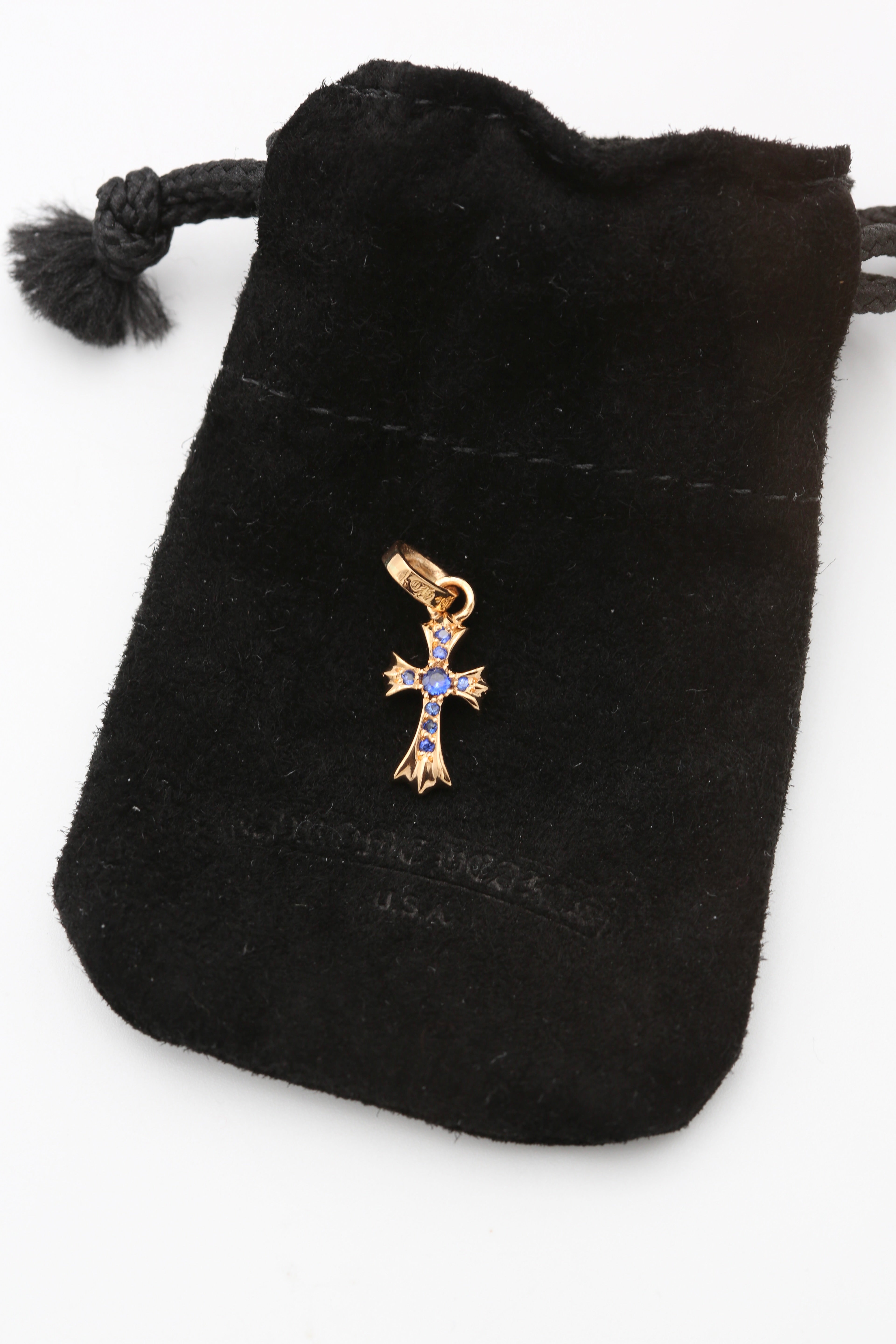 CHROME HEARTS CROSS PENDANT WITH BLUE SAPPHIRES