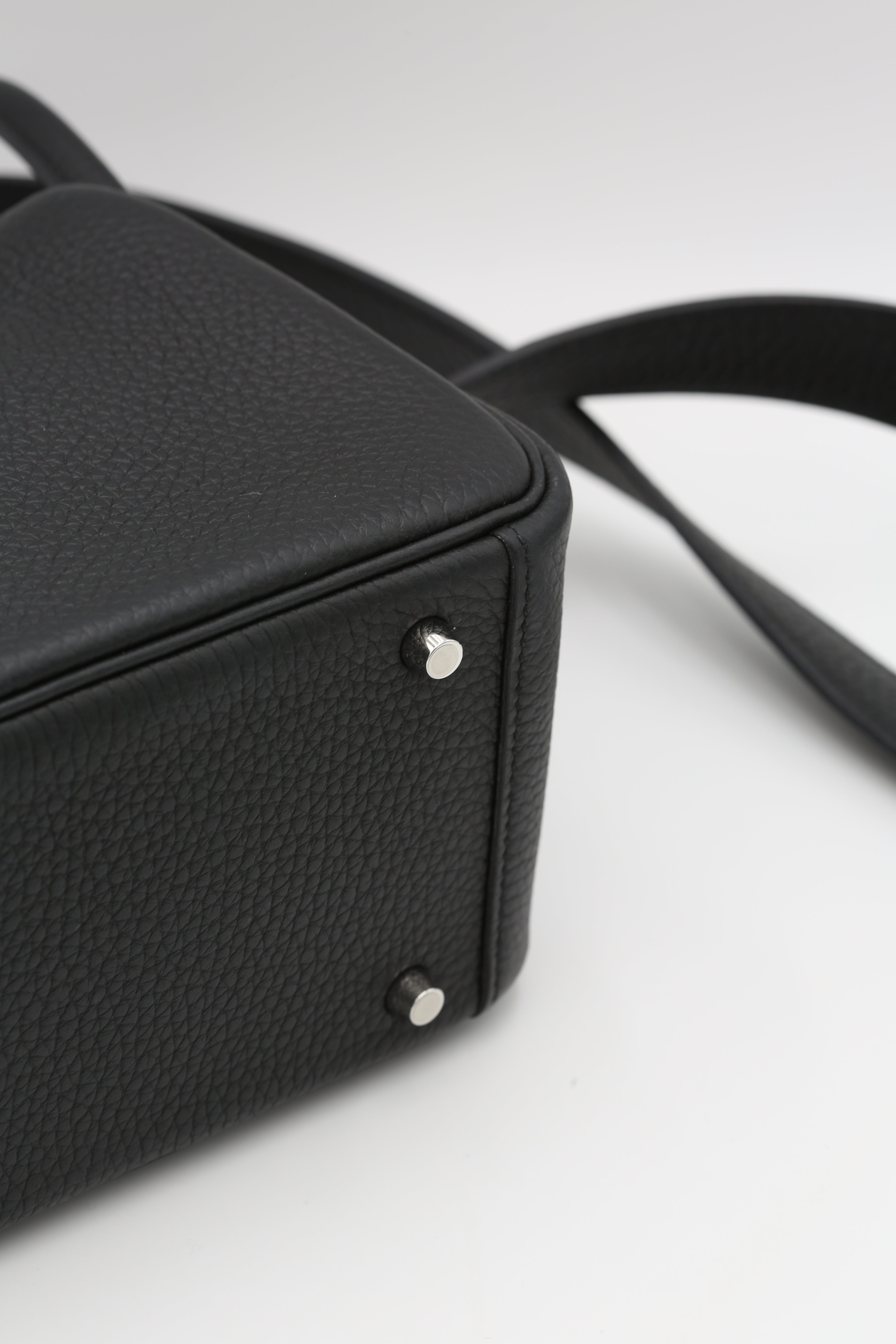 HERMÈS MINI LINDY NOIR SILVER HARDWARE K STAMP