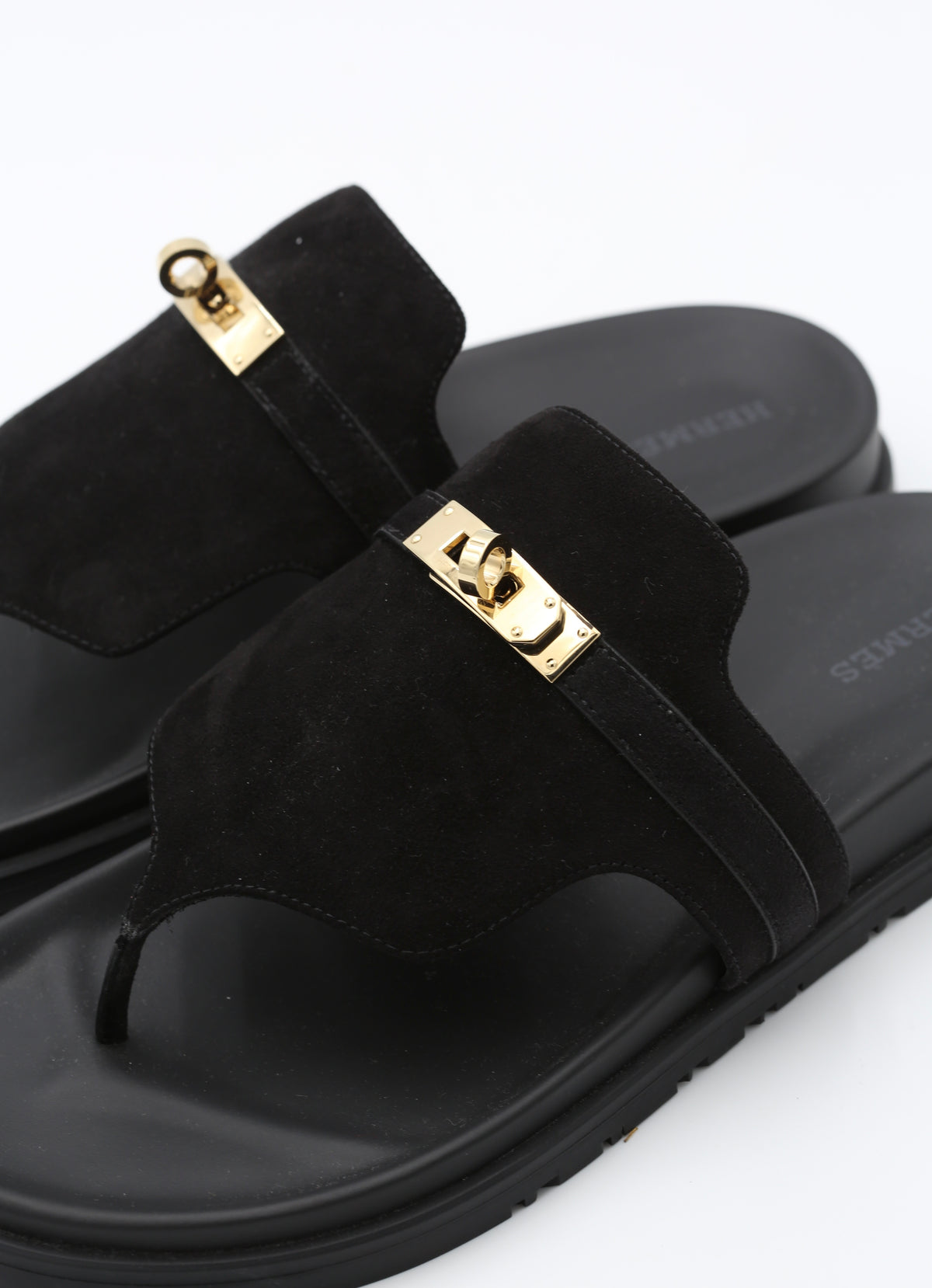 HERMÈS KELLY SANDAL BLACK GOLD SIZE 40