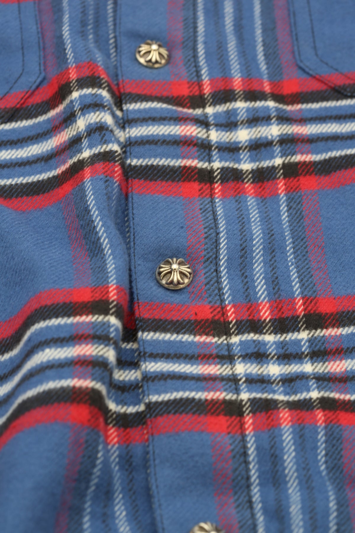 CHROME HEARTS WORK DOG FLANNEL SHIRT BLEU/RED