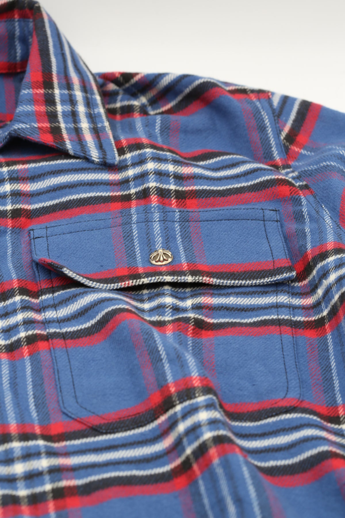 CHROME HEARTS WORK DOG FLANNEL SHIRT BLEU/RED